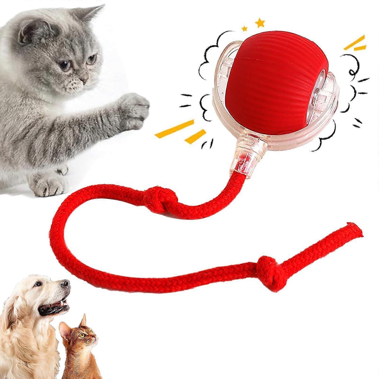 Interactive Cat Ball USB Rechargeable Cat Toy With 360 Degree Rolling, Irregular Moving, Three Modes, Red