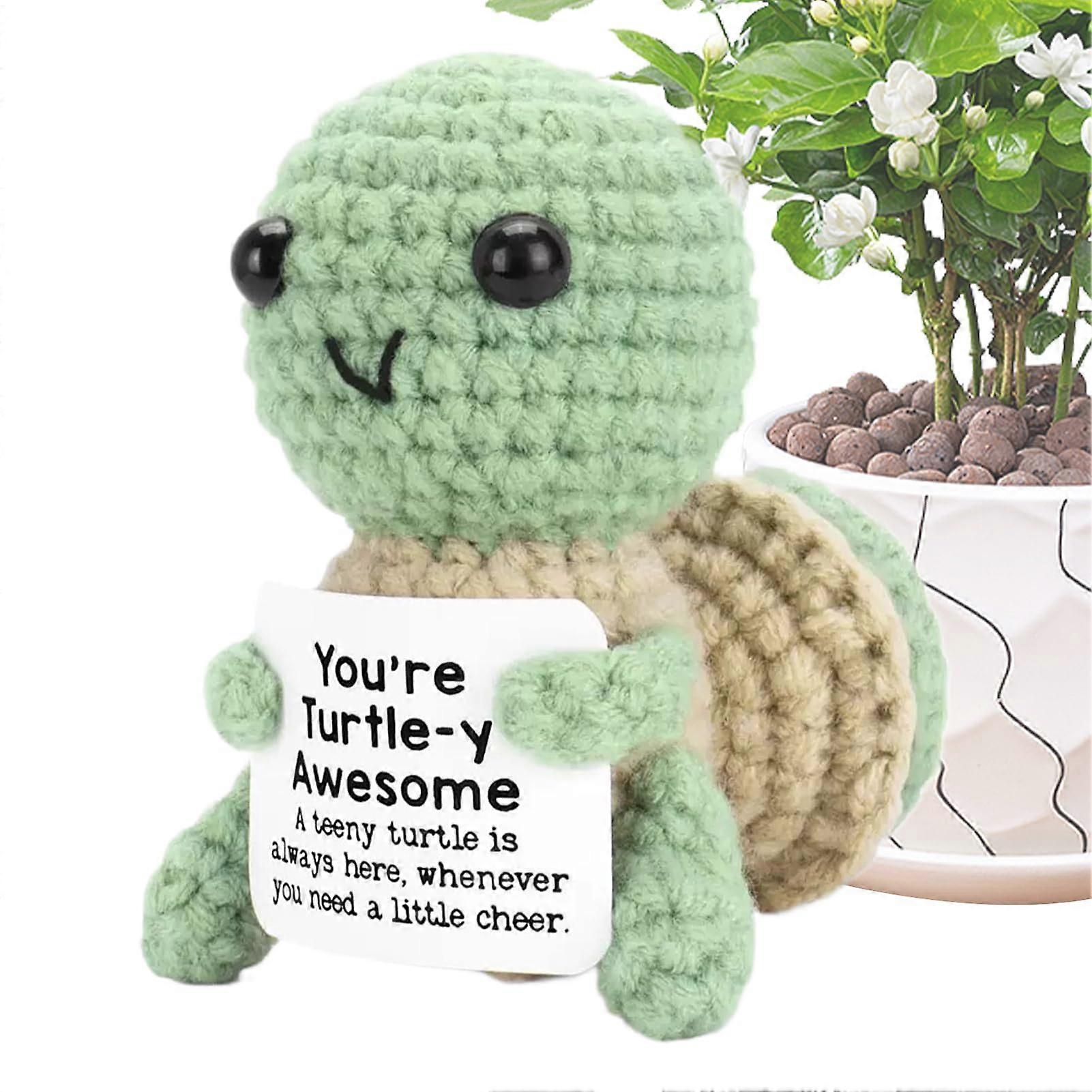 Crocheted Animal Puppets Cute and Crocheted Inspiring Turtle Figure, Small Inspiring Toy, Fun Craft Gift for Mother's Day