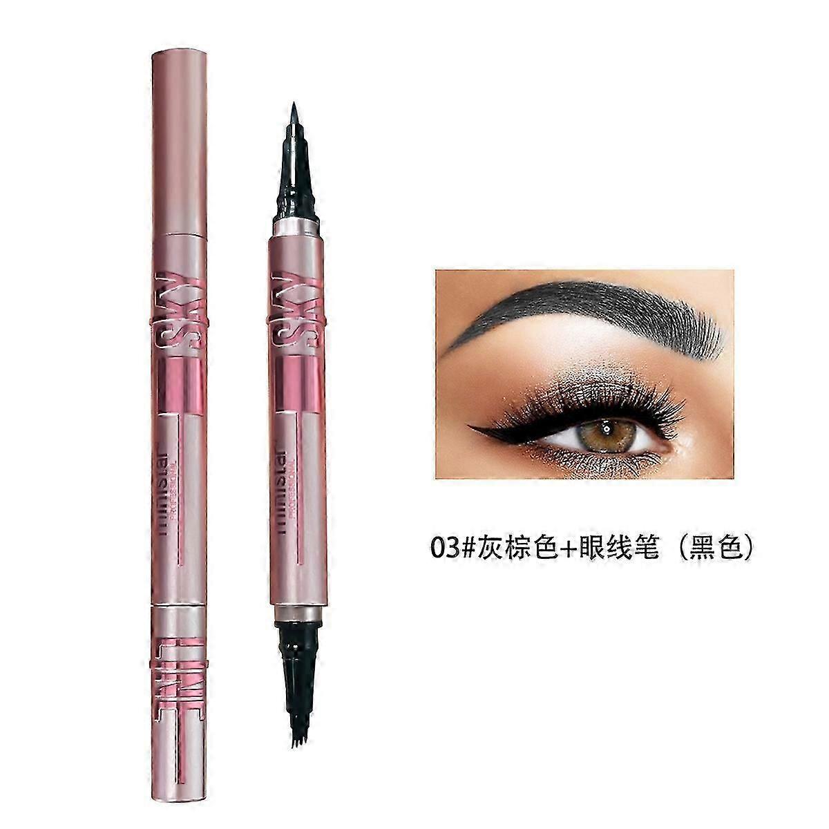 Crayon à sourcils Microblading à 4 pointes fourchues, nouveau crayon à sourcils magique 2 en 1 à double extrémité 2024 pour des sourcils naturels et ressemblant à des poils