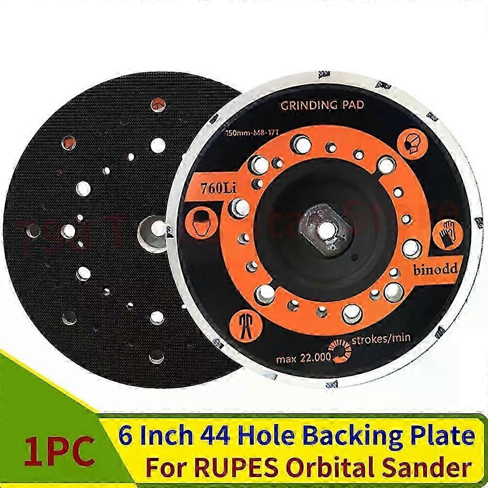 HaKeLai 6 Inch 44 Hole Backing Plate Hook & Loop Dust Free Sanding Pad,M8-17T Thread Self Adhesive Grinding Pad for RUPES Orbital Sander