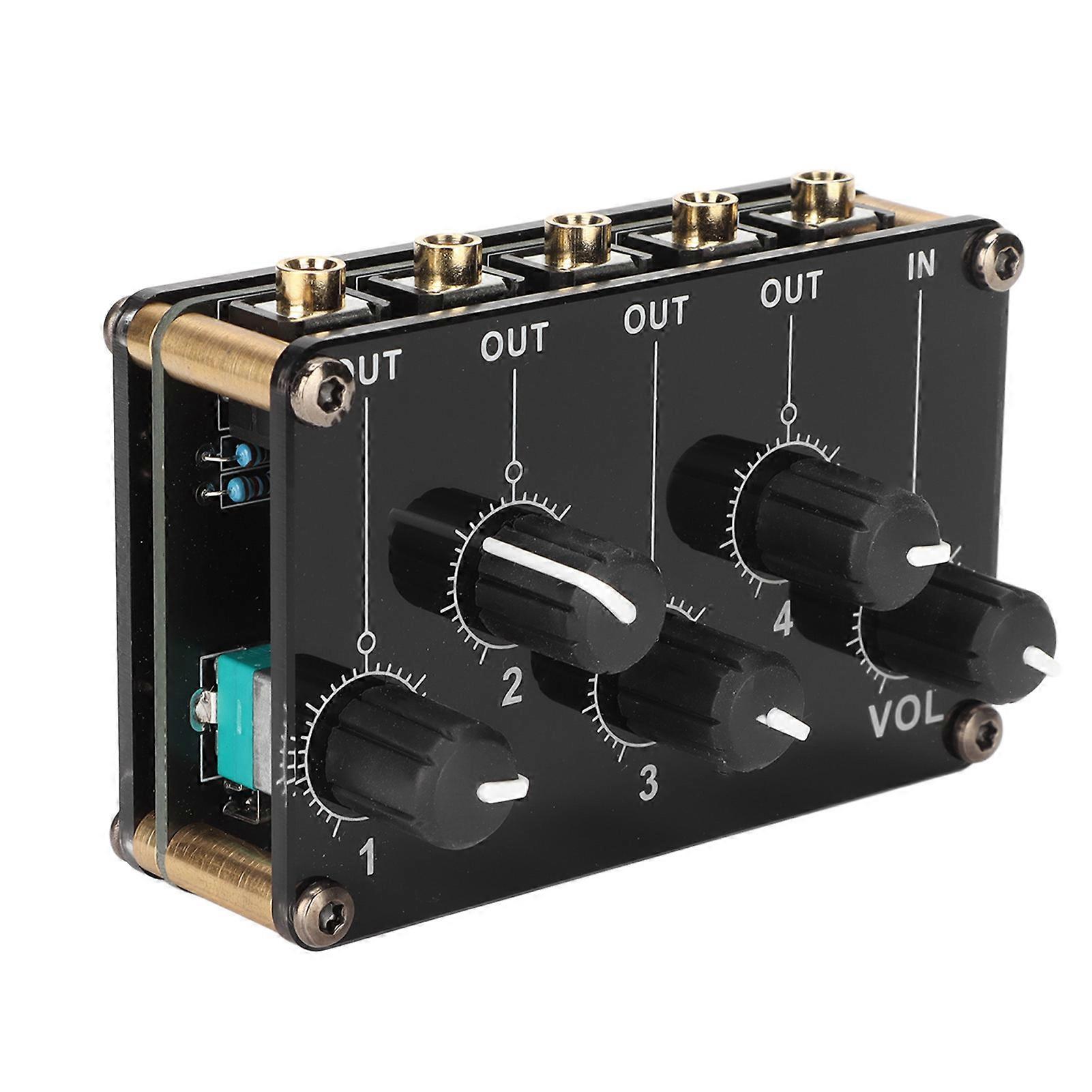 Mini Stereo 4 Line Low Noise Professional 4 Channel Passive Mixer for Mixing Instrument CD Player