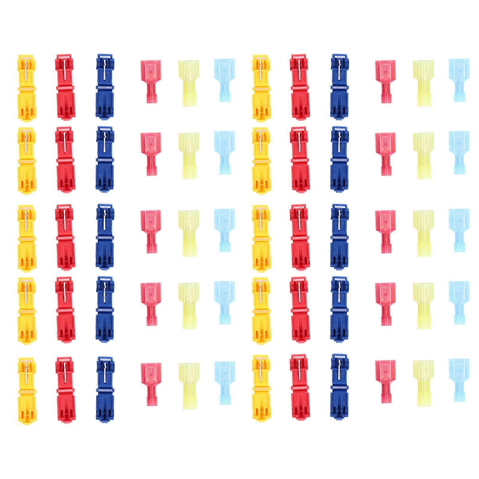 Electrical T Tap Connectors Set Quick Splice Crimp Terminals Nylon Insulated 60Pcs