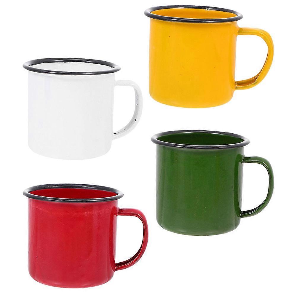 4pcs Vintage Enamel Mugs Reusable Cups for Tea, Juice, Water – Stylish Home Office Use with Comfortable Handle