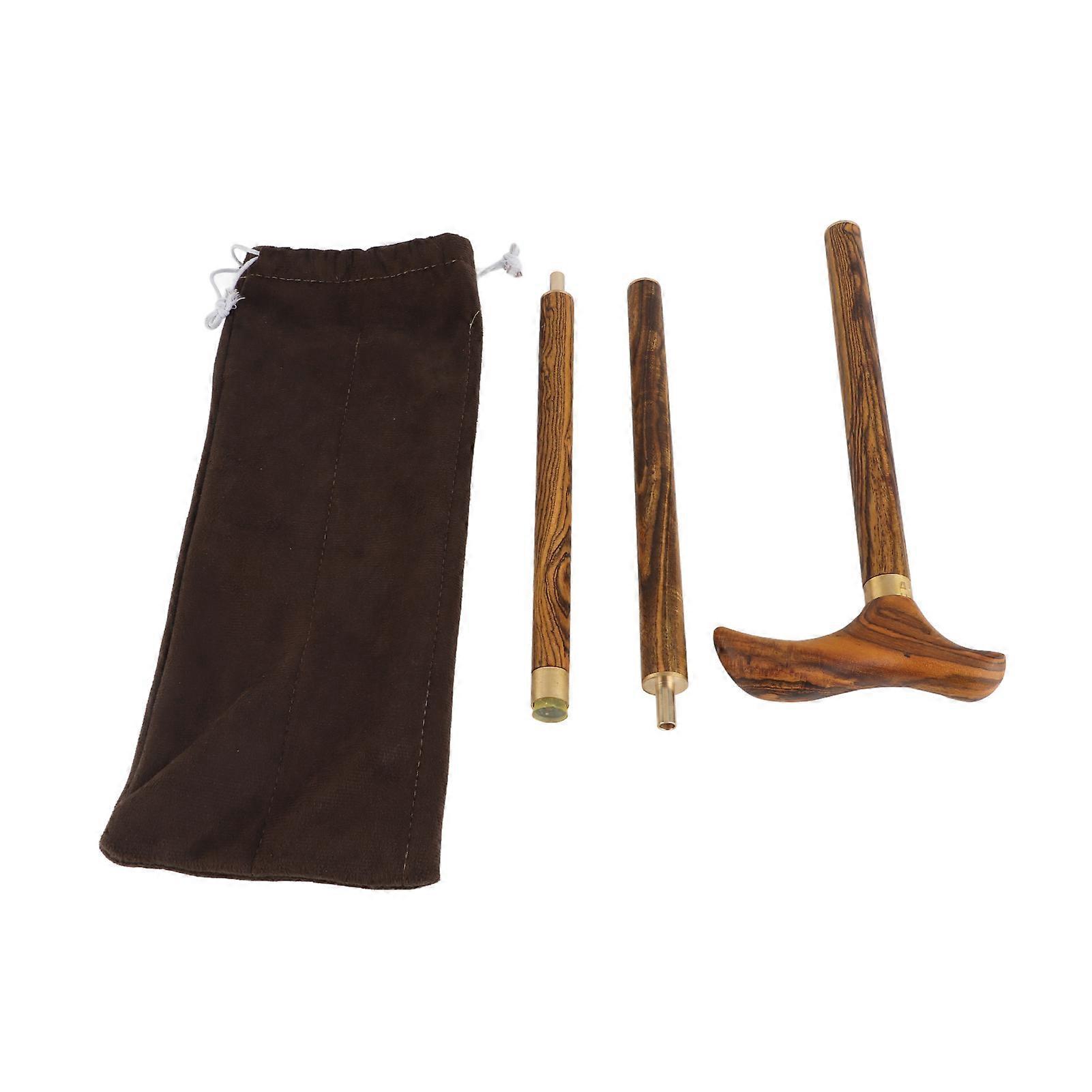 Professional Folding Walking Stick Ebony Wooden Cane with T Handle for Elderly Mobility