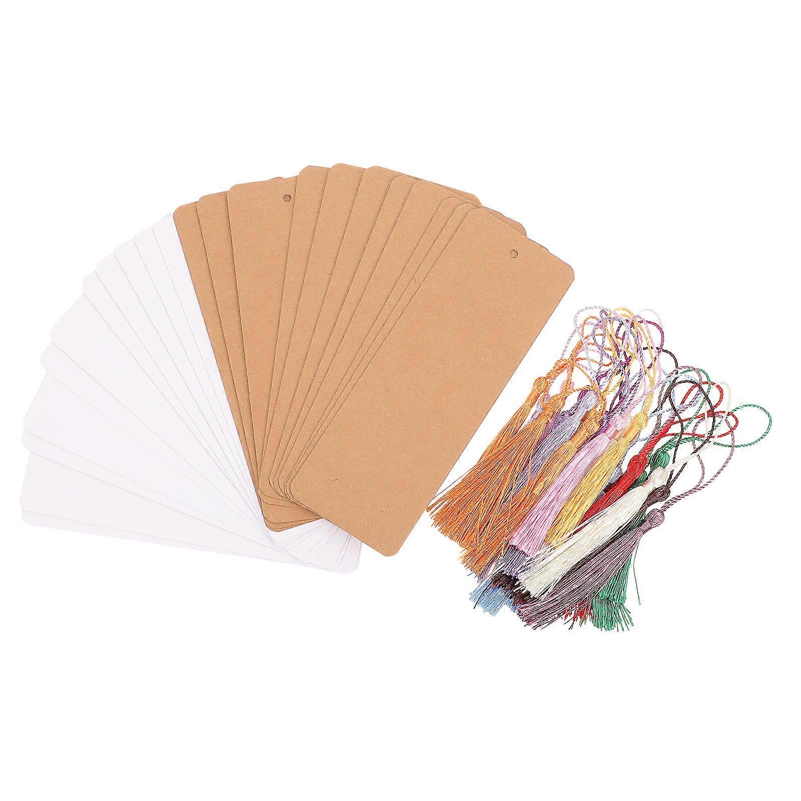 2 Sets DIY Blank Bookmarks with Tassels for Crafting, Decoration, Students, Readers, Writers, and Home Use