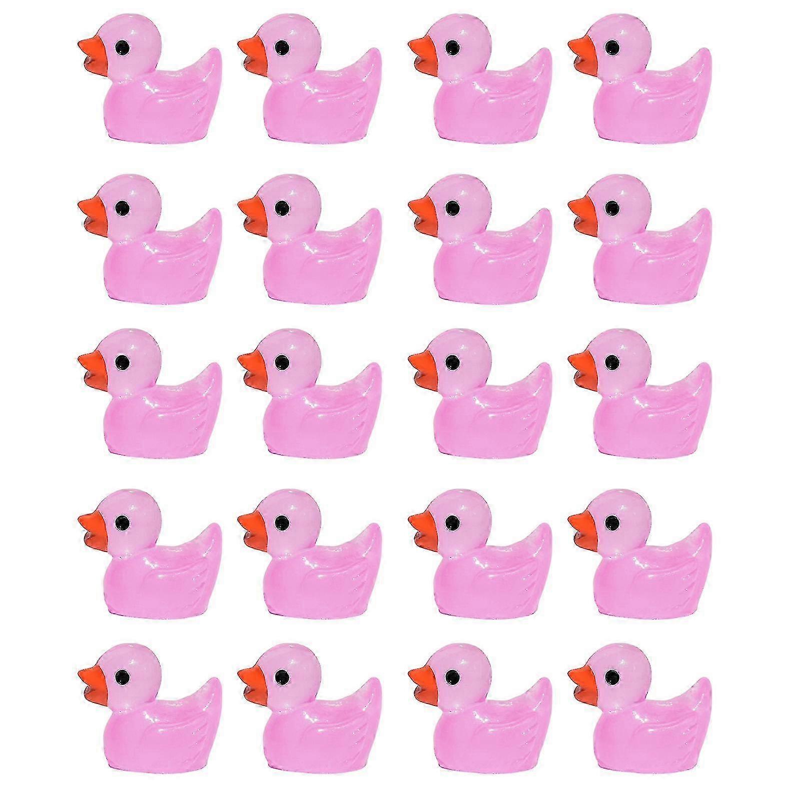 20Pcs Mini Duck Glow-in-the-dark Resin Duck Ornaments Cute Duck Sculptures for Garden Home Party Decoration