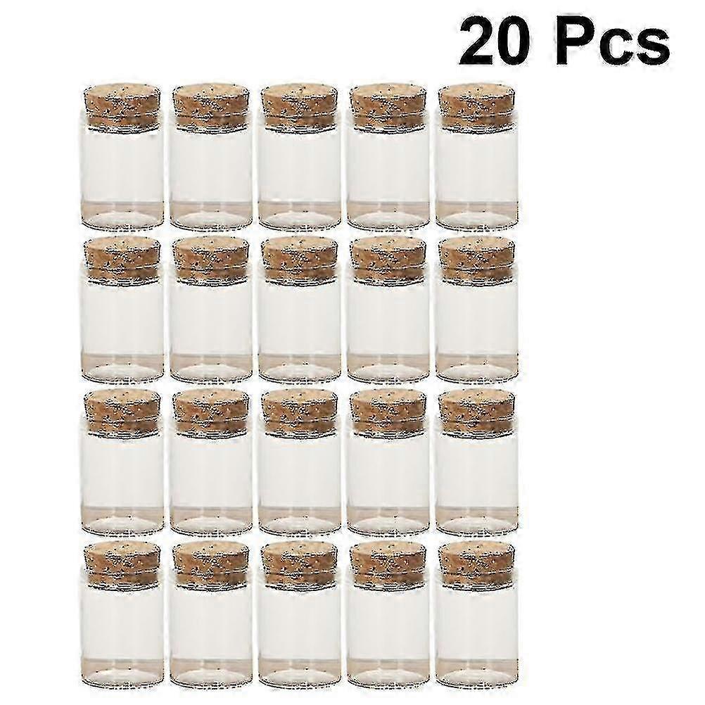 20 Pcs 30x40mm Cork Glass Bottles Transparent Tea Storage Jars for Home Party