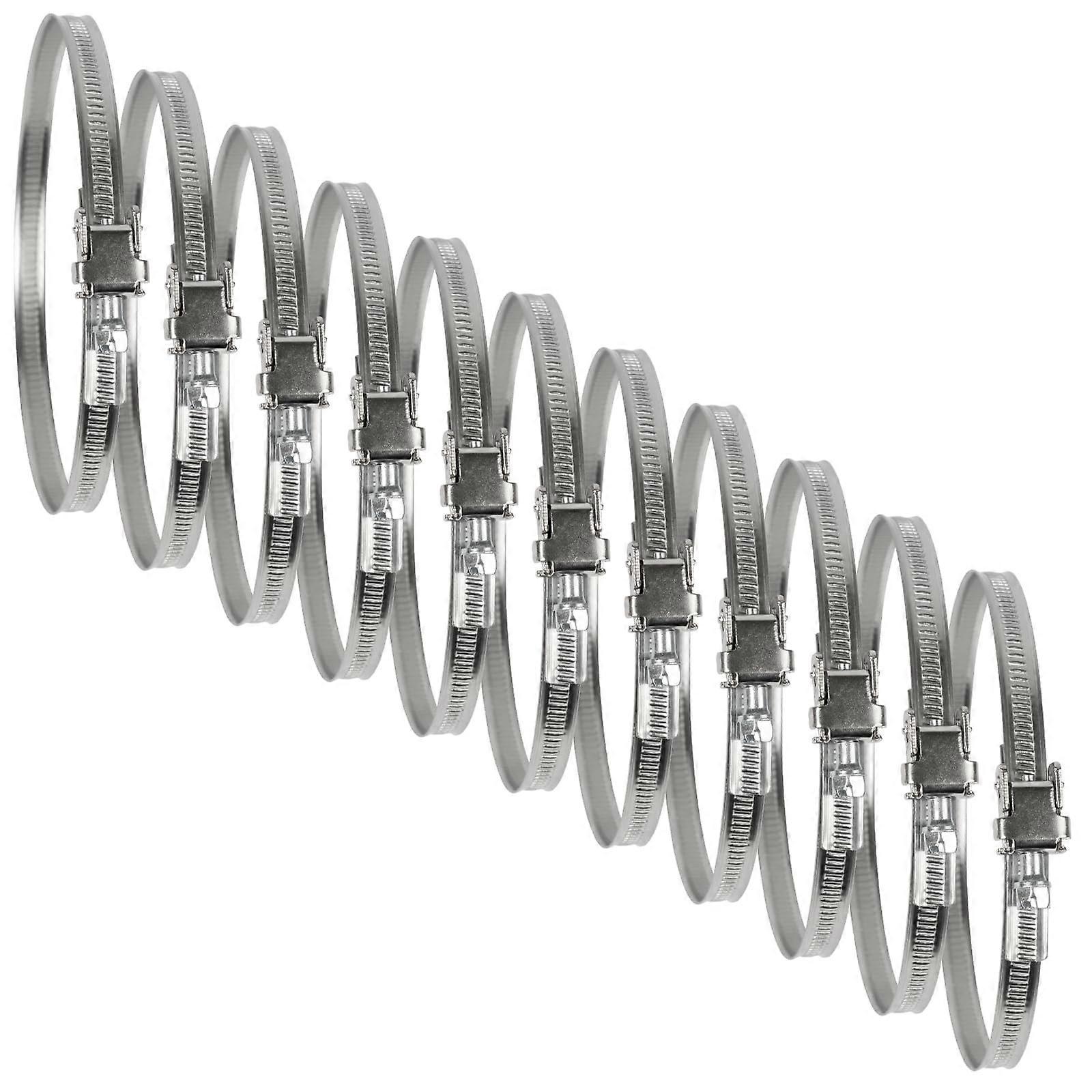 110 mm Pipe Clamp Adjustable Stainless Steel Worm Gear Pack Of 10 For Large-Diameter Range Flexible Pipes