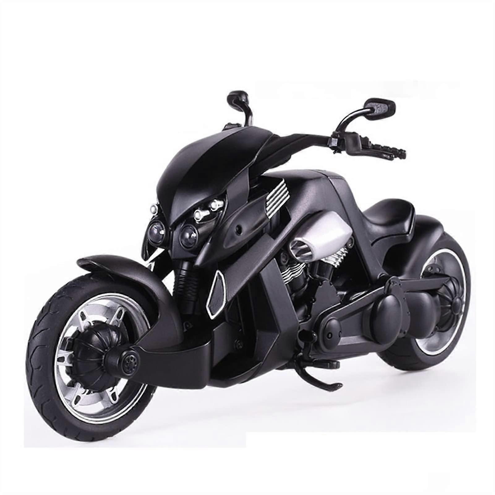 1/12 Scale Alloy Motorcycle Model With Sound And Light, Collectible Replica, Black With Box