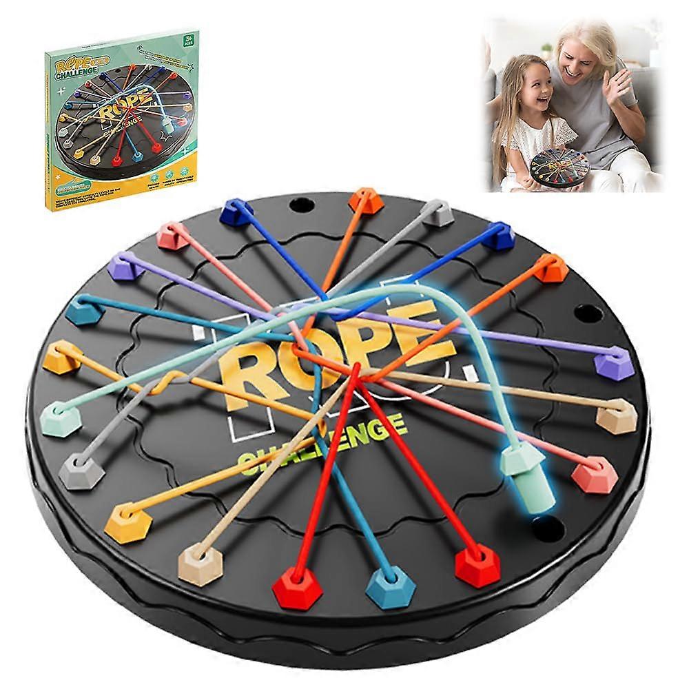 Rope Challenge Puzzle Game - Colourful Twisted Rope Sorting, Knot Untangling Logic Game for 2 to 4 Players