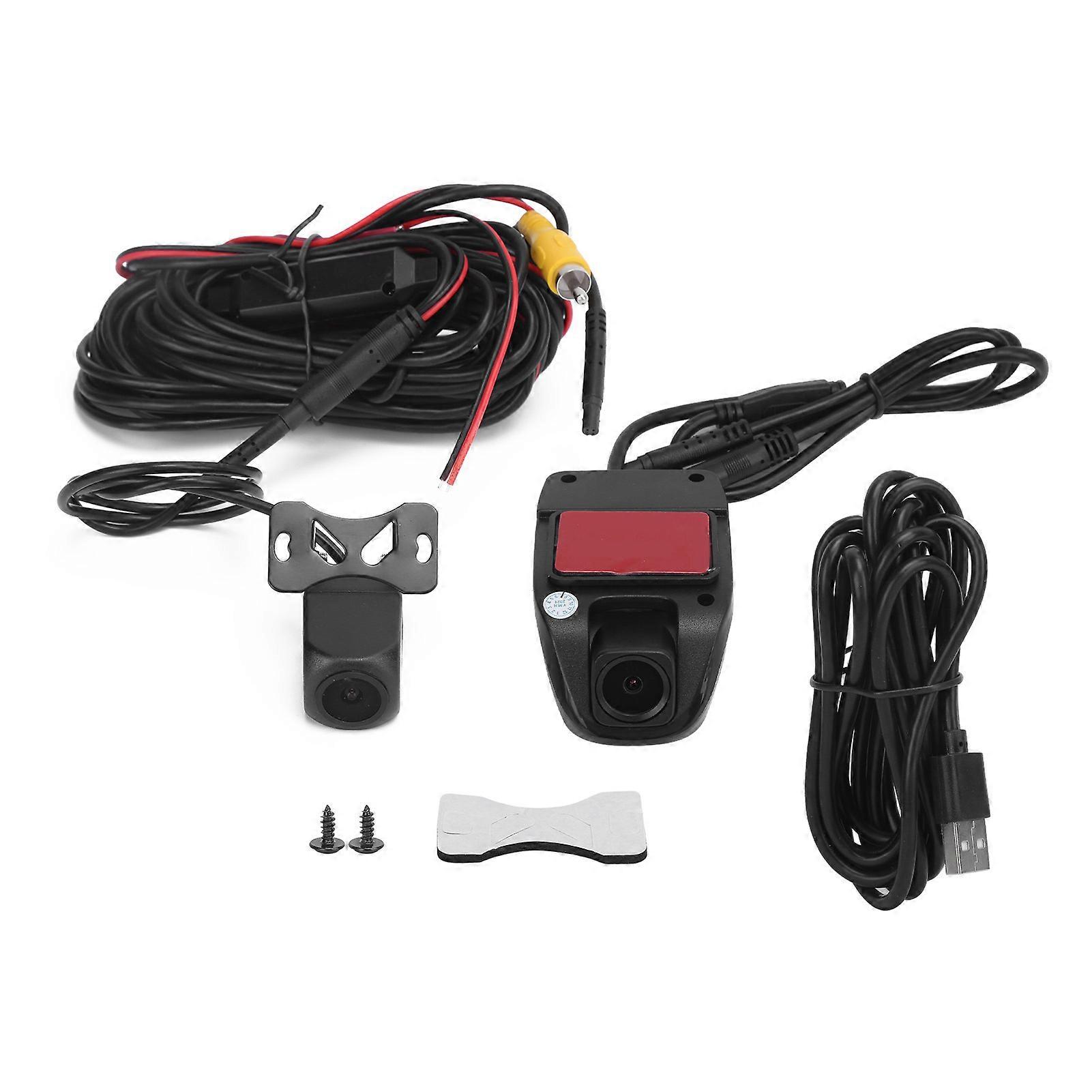 Dual lens car camera with 140° angle for front and rear recording