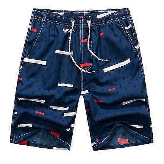 Casual Summer Feather Print Board Shorts for Men - Elastic Waist & Drawstring with Pockets - Comfortable Beachwear