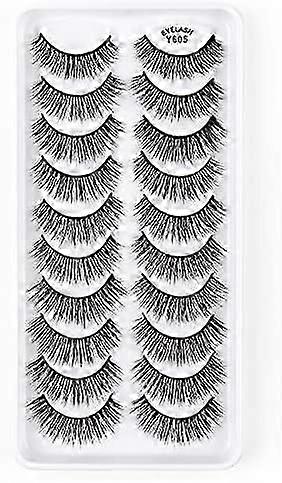 10-Pair Natural 3D False Eyelashes Kit for Fluffy, Reusable Lashes