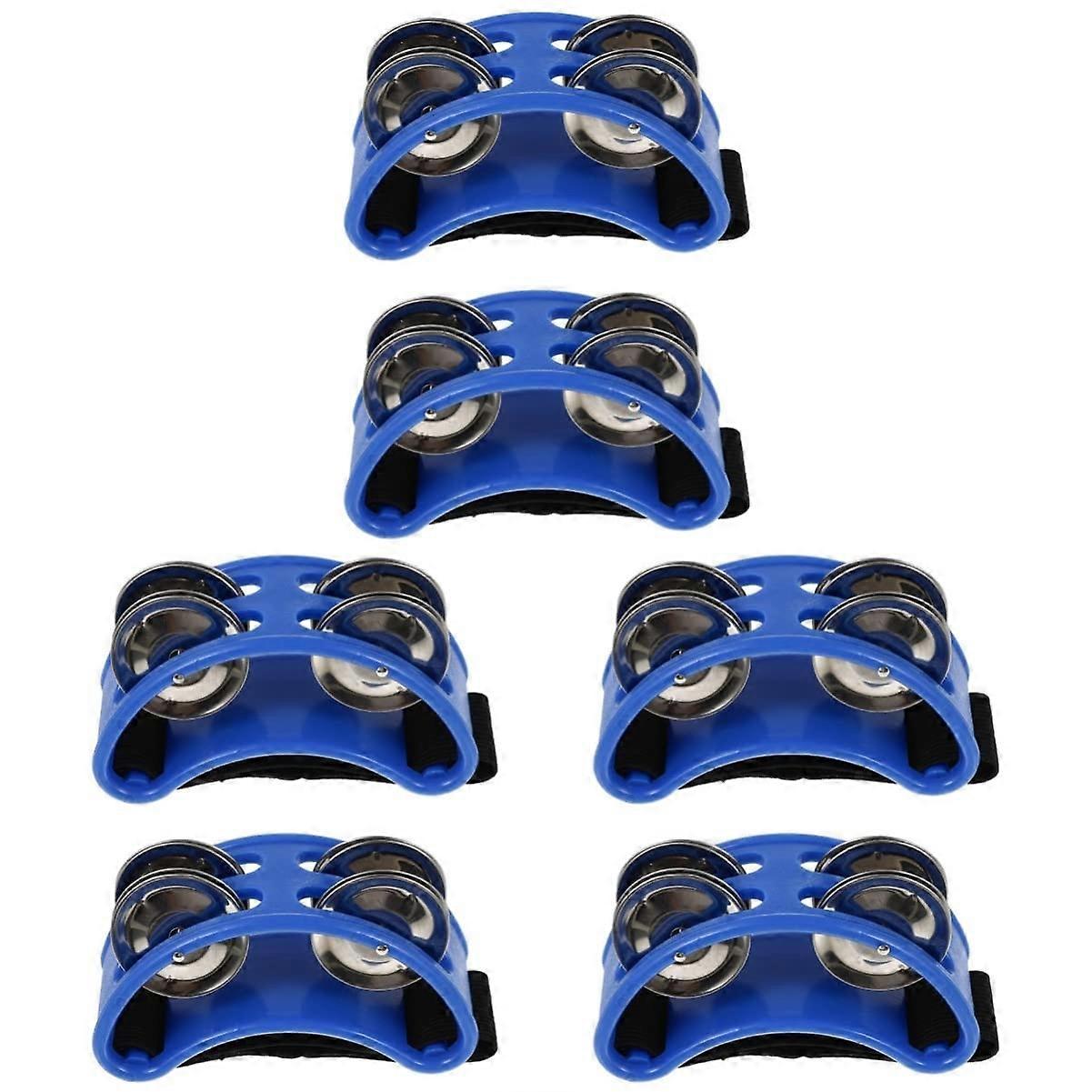 Pack of 6 Foot Rattles Musical Rhythm Bell HandHeld Tambourine Drum Portable