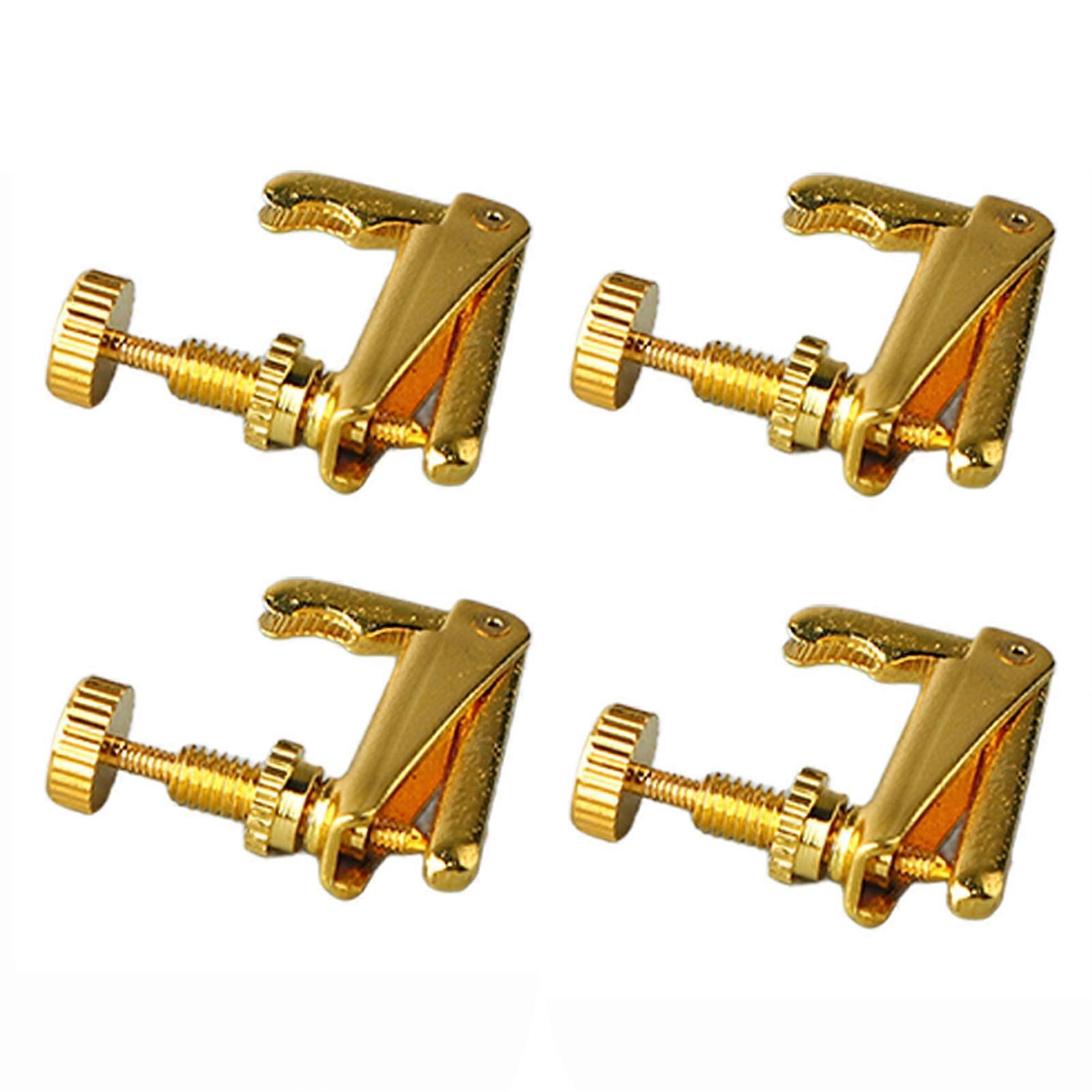 4Pcs 1/2 Violin Fine Tuner Metal Violin String Adjuster Part Musical Instrument Accessory Gold 