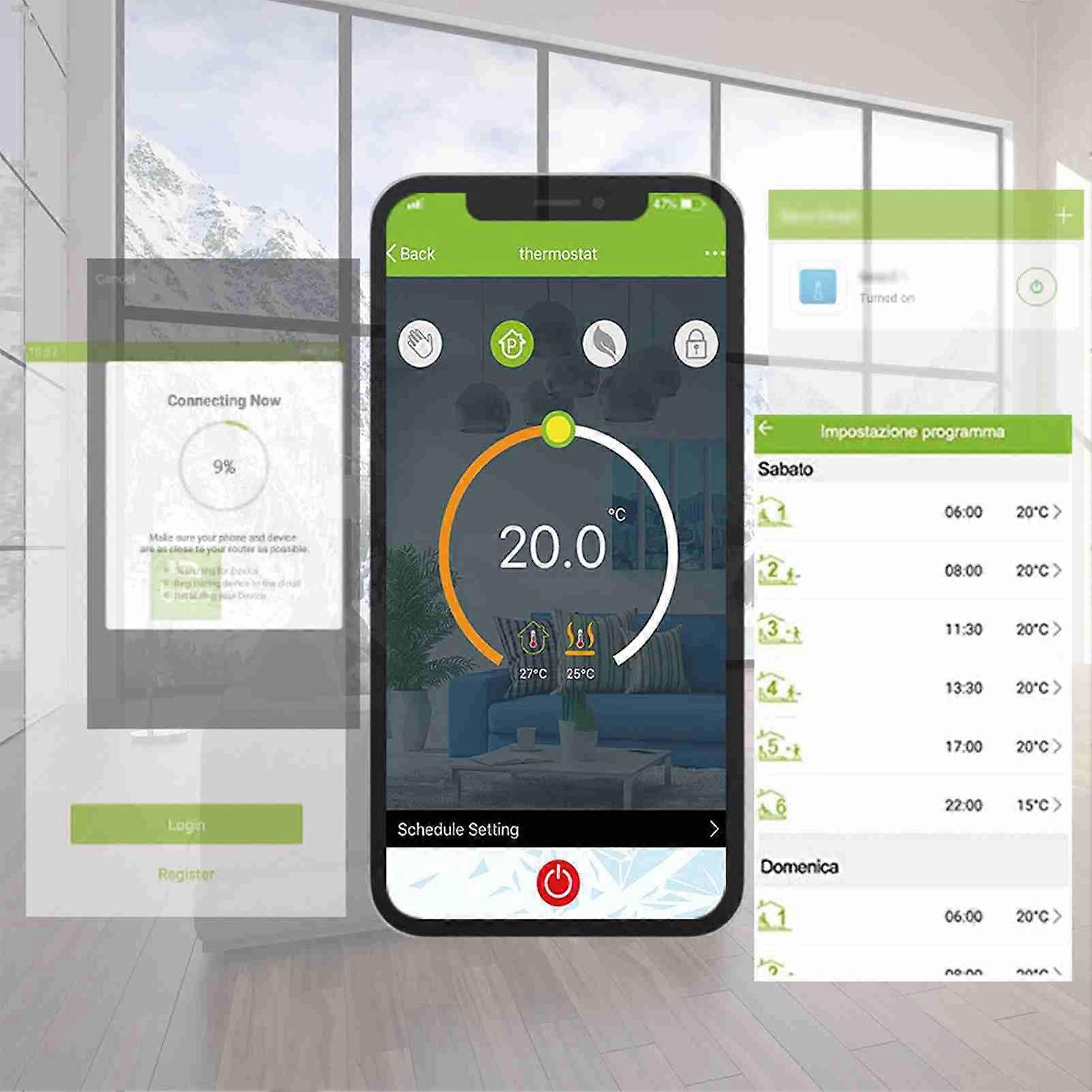 Wi-Fi Smart Thermostat 5+1+1 Programmable 4.8" LCD Black