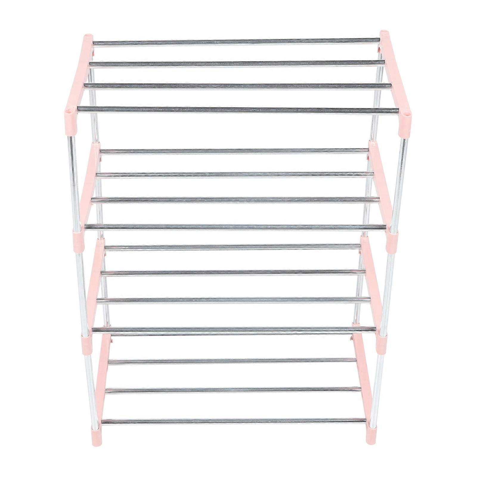 Shoes Storage Rack Multi Layer Shoes Stand Shoe Organization Nordic Style Home Entrance Area Pink Stainless Steel 1Pcs