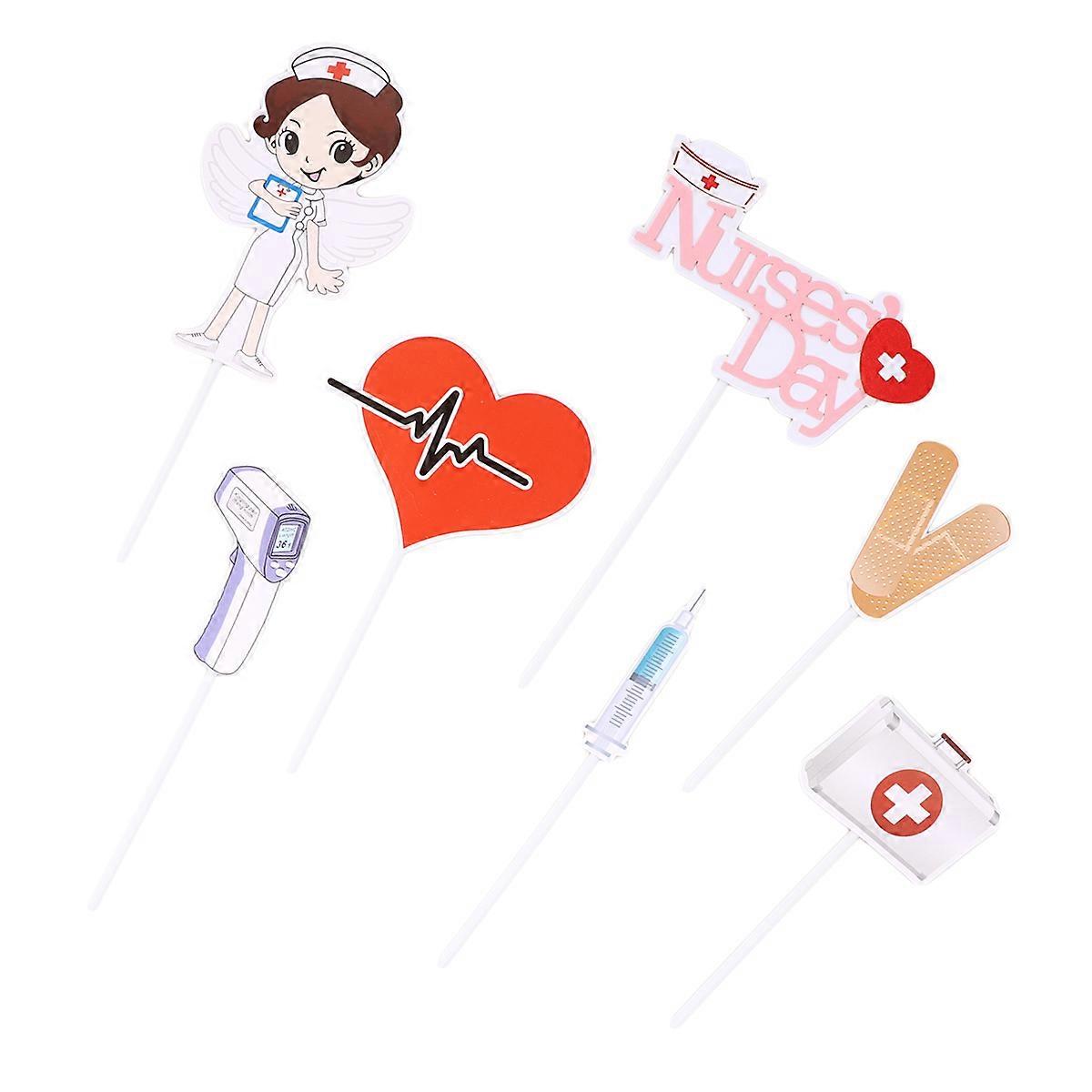 Party And Gathering Cake Toppers Nurses Day Series Assorted Color Paper Decoration Diy Cake Insert Cupcake Picks 28Pack