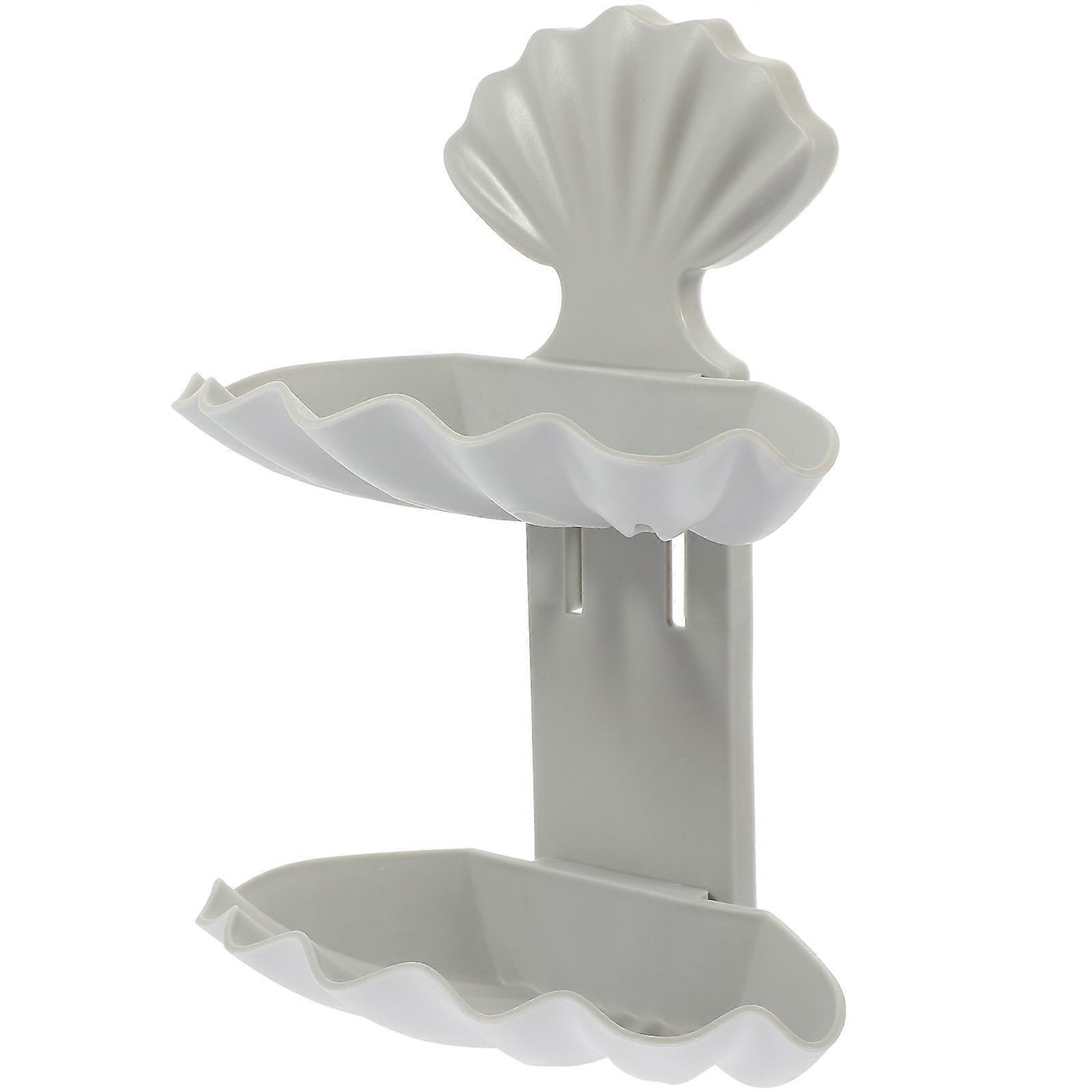 Shell Style Soap Tray for Home Use Grey PP Material with Drainage Design Great for Bathroom 6.5 x