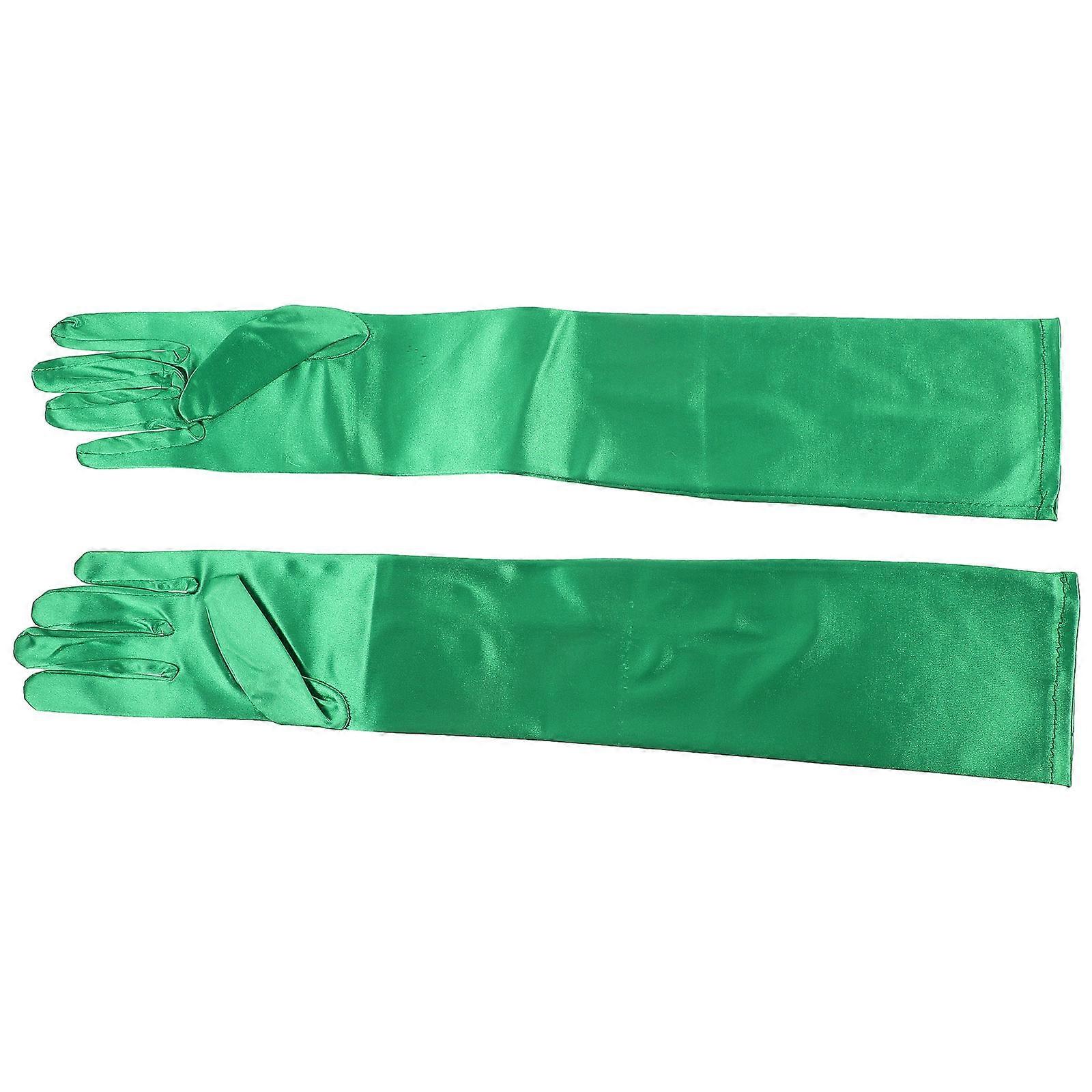 St. Patrick's Day Long Gloves for Decoration 1Pair Green Polyester