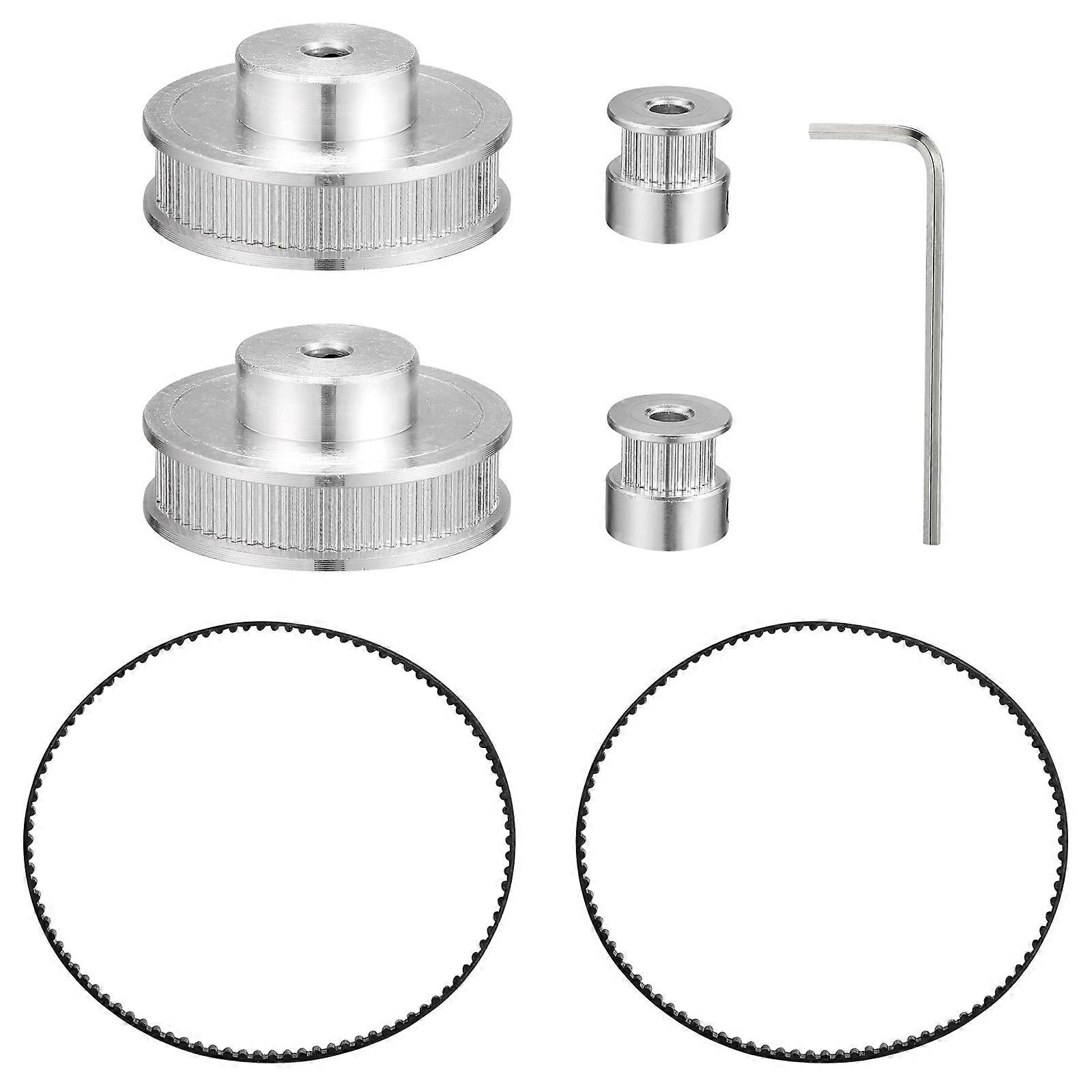 ULTECHNOVO 1 Set Aluminum Timing Pulley Synchronous Wheel Set with 2 pcs 200mm Length 6mm Width Belt