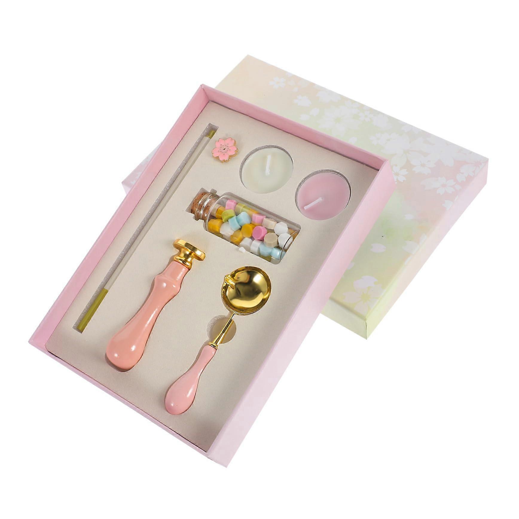 Retro Delicate Seal Stamper Kit Envelope Invitation Wax Stamp Beads 7Piece Cherry Blossom Seal Stamp Set for Crafting