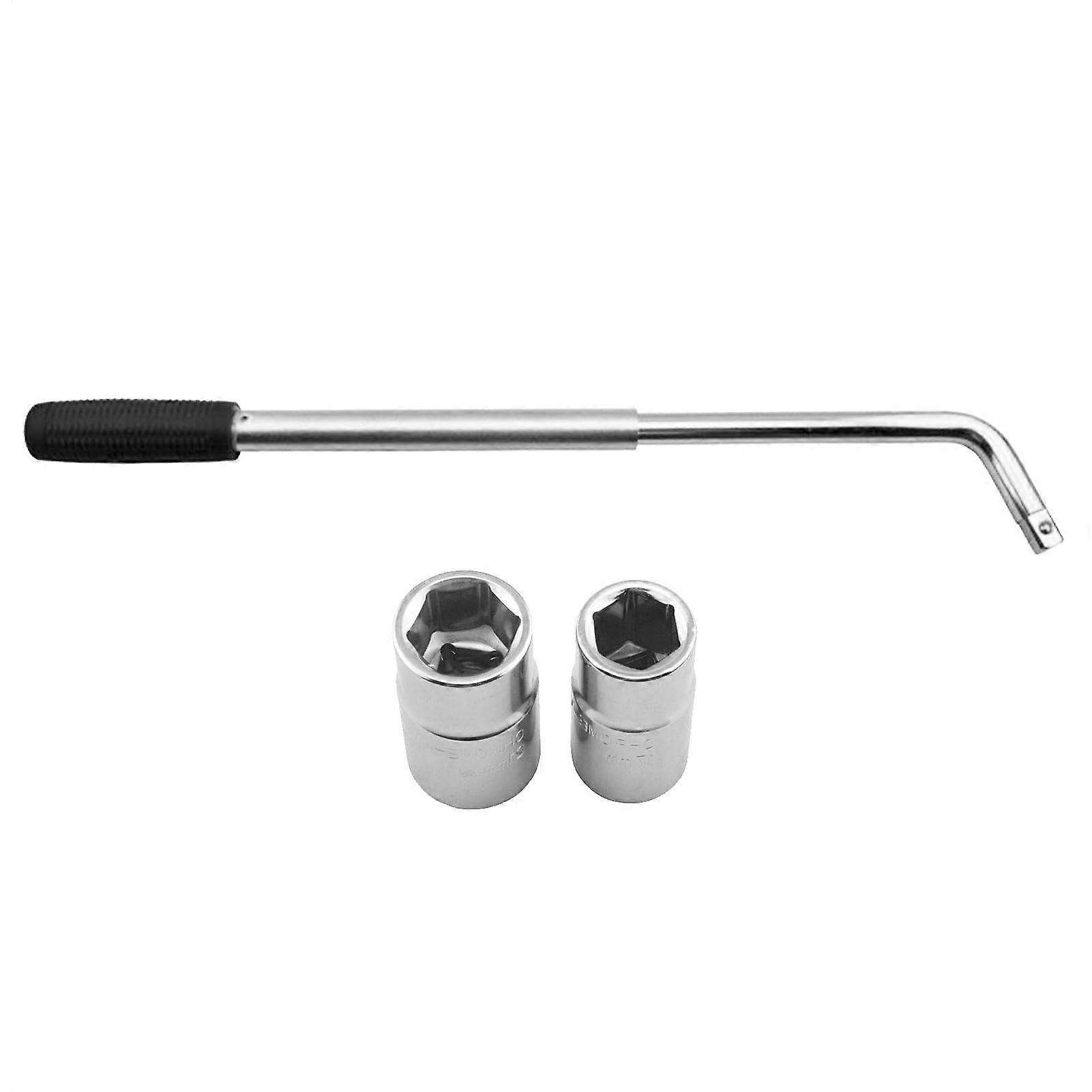 Extended wheel nut wrench with adapter and bolt remover for car tires