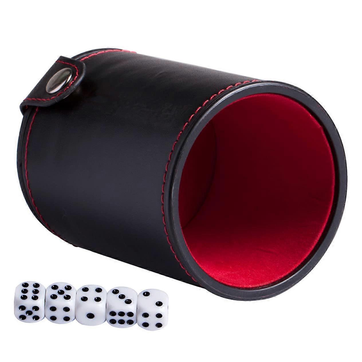 Dice Cup Set with Storage Compartment, PU Material, Classic Bar Entertainment Tools, Complete with Dice