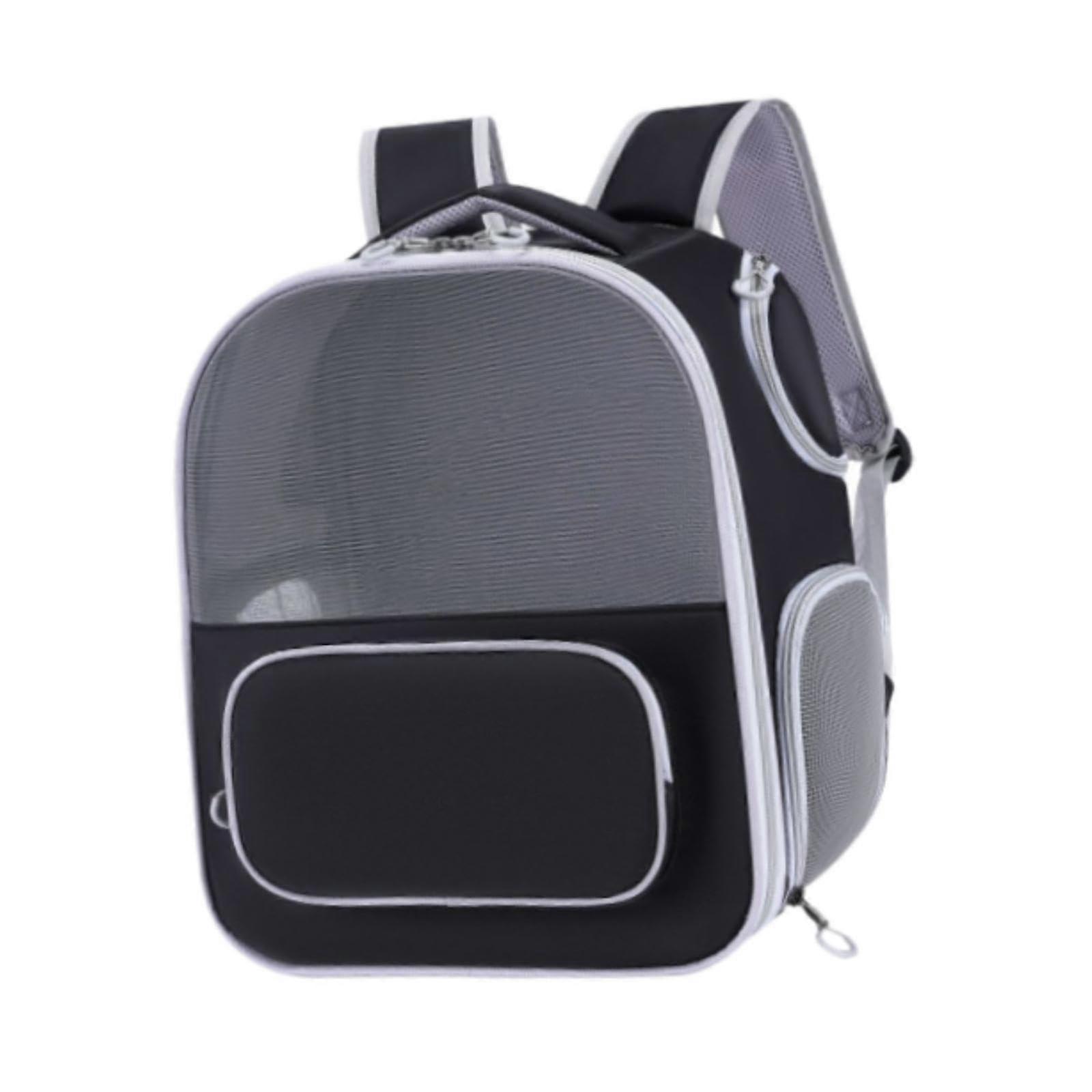 Cat backpack carrier, cute ventilated mesh cat carrier backpack for camping, black