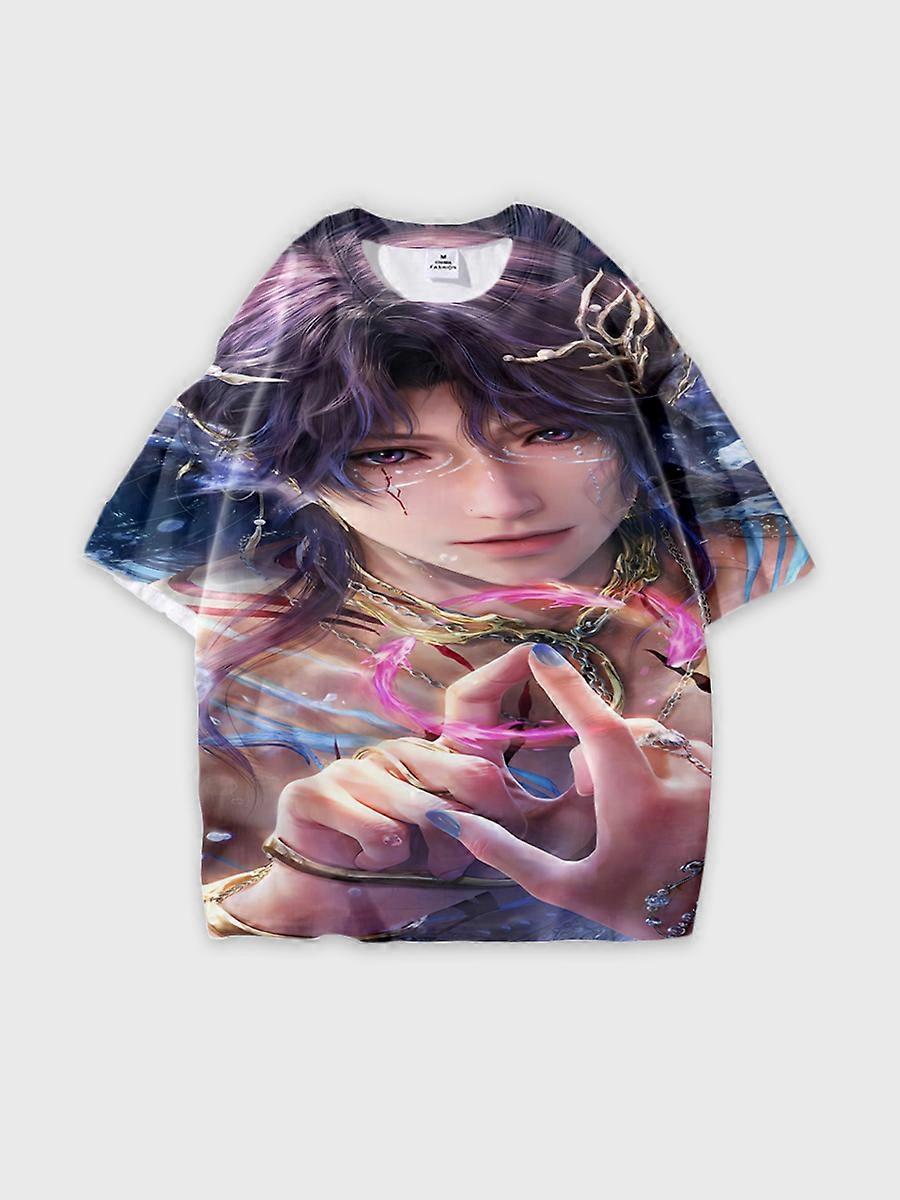 T-shirt round neck Role Pattern loose short sleeve B960