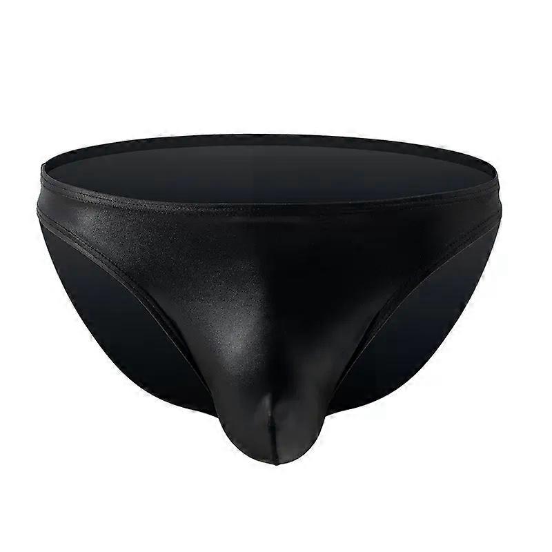 Men's Brief Underwear Gays Erotic Low Waist U Convex Pouch Panties Faux Leather Stage Performance Underpants High Elastic Shorts