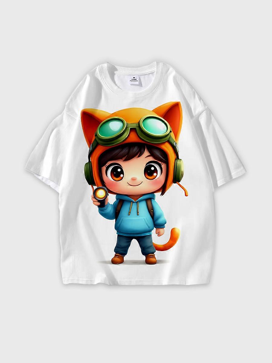 T-shirt round neck Pattern loose short sleeve B1719