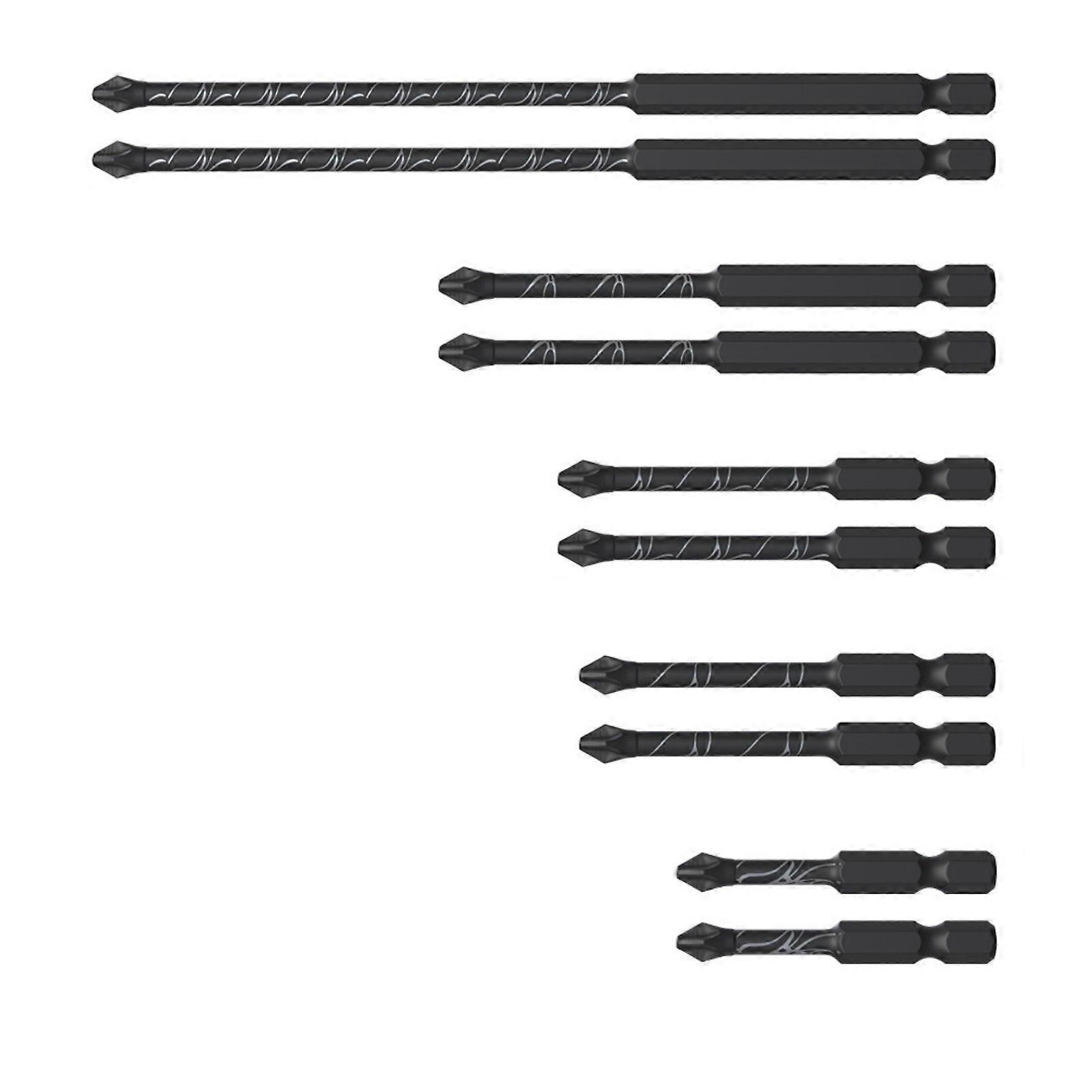 Crosses Tip Screwdriver Bit Set Hexagonal Shank NonSlip Design Multiple Lengths Alloy Impact Resistant Screwdriver Bit Multicolor