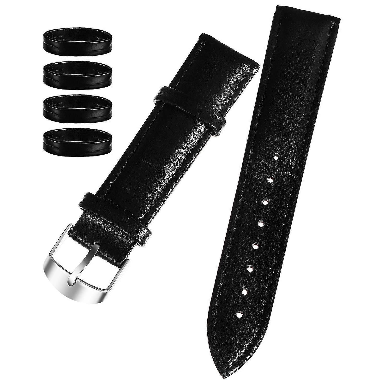 Black Watch Band with Loops for Men/Women, Soft Comfortable Ergonomic Design, Durable Stitching Replacement Watchband Part