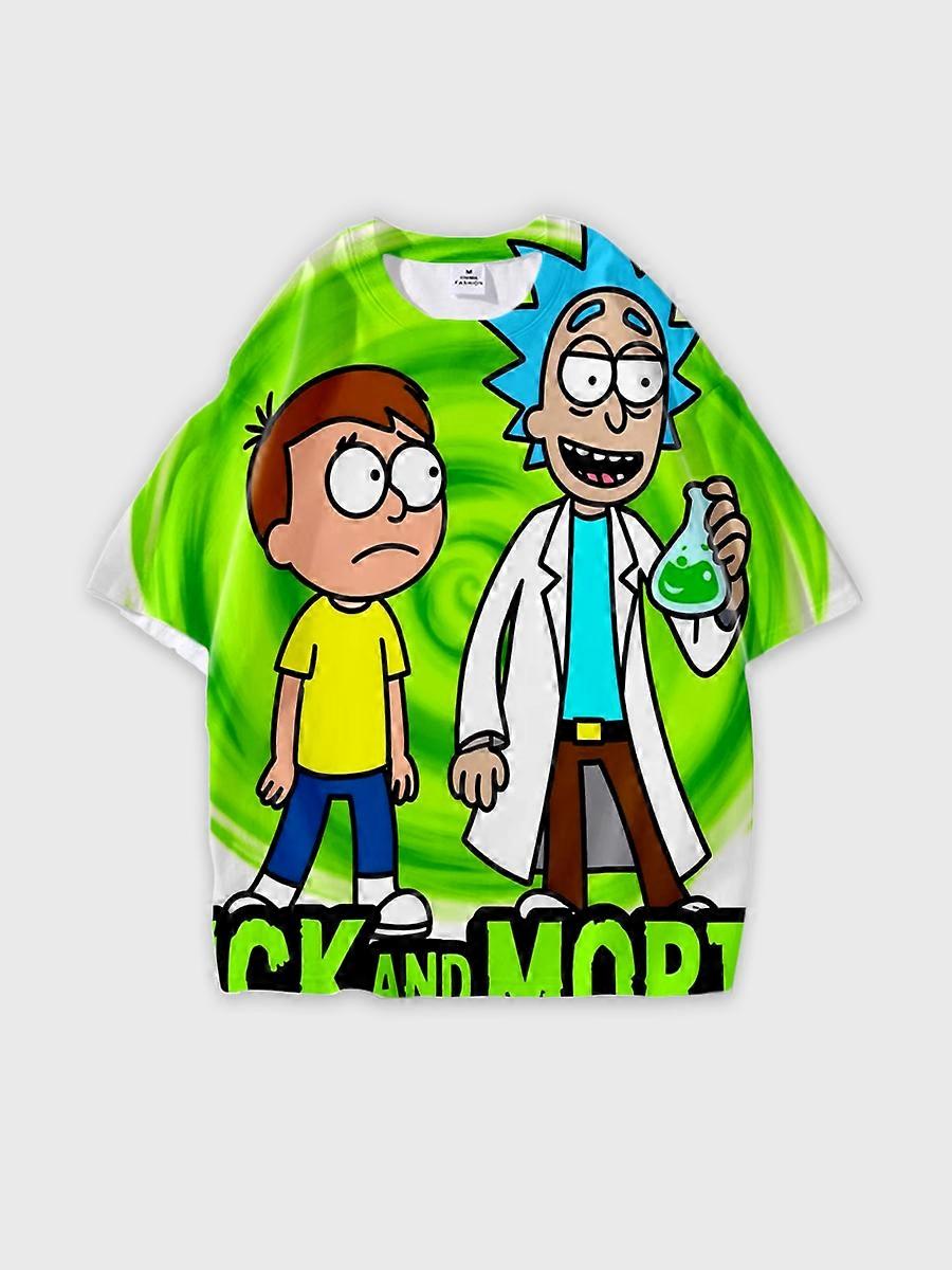 T-shirt round neck Animation Character Pattern loose short sleeve P1017