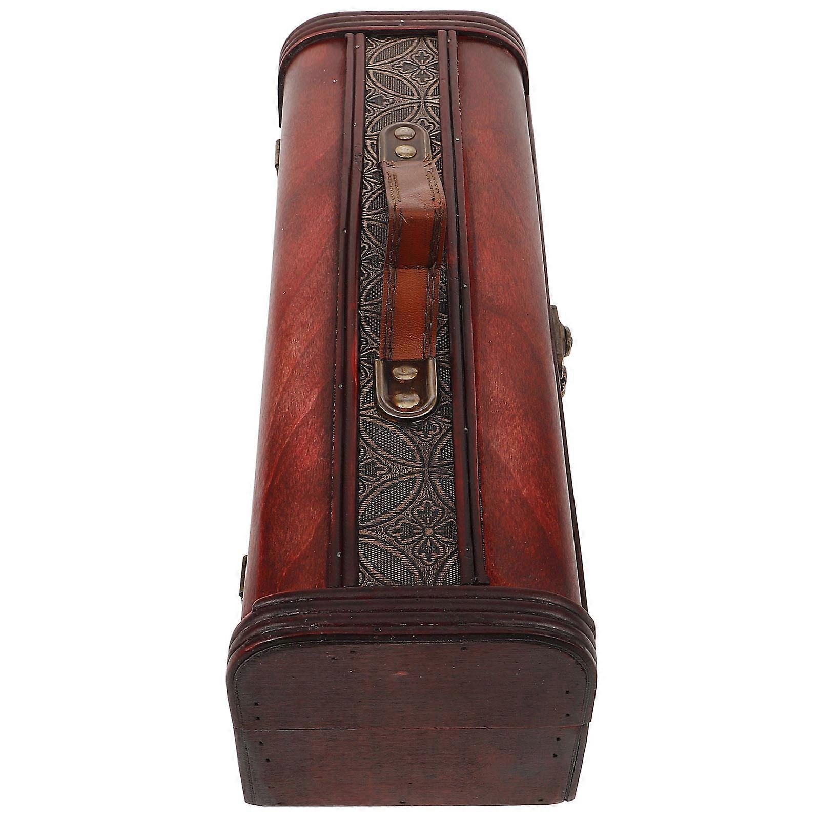 Wooden Storage Box for Wine Bottles Hand Polished Smooth Dark Red