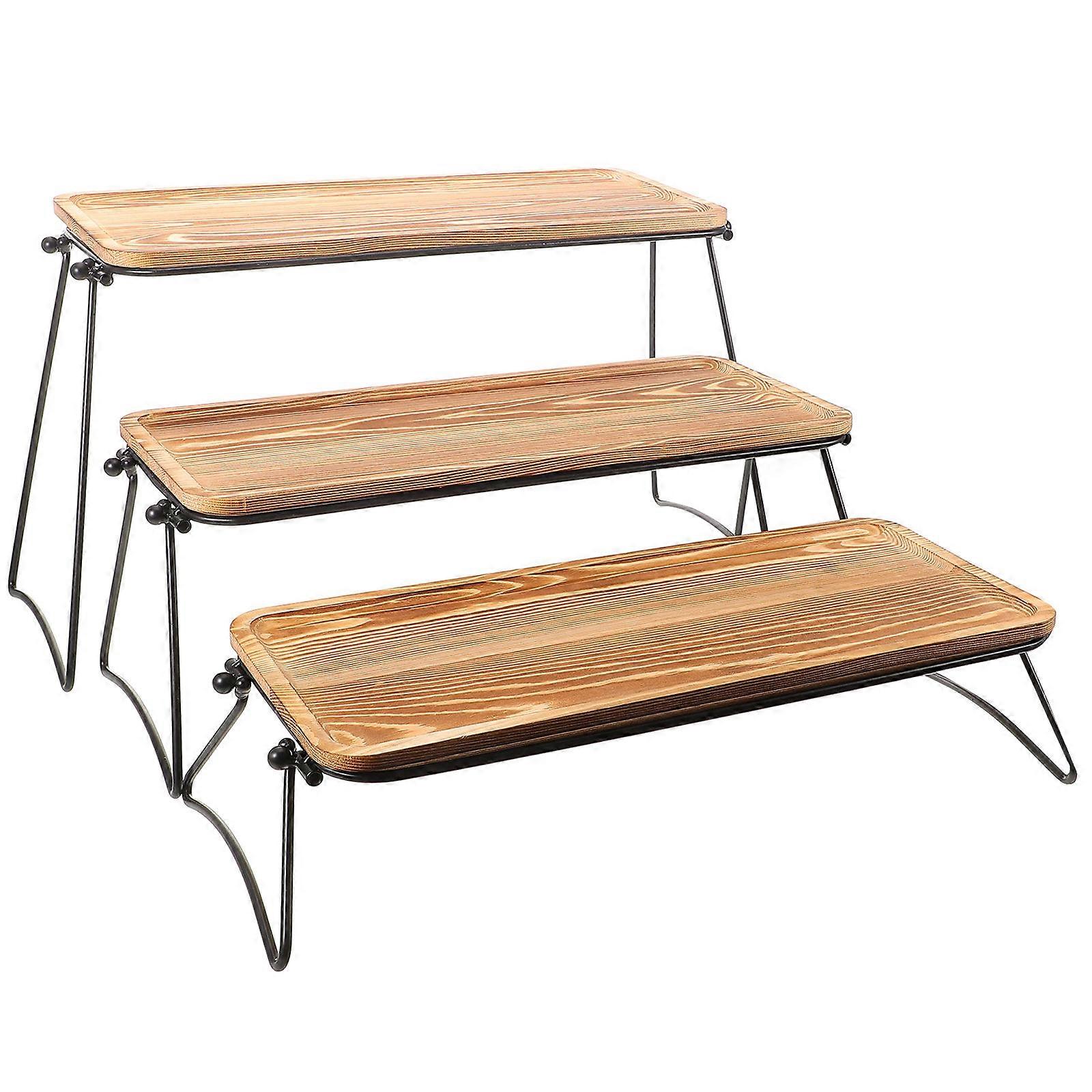 1 Set Rectangle Tea Tray with Rack for Serving Coffee Snack Food in Restaurant Cafe Bar