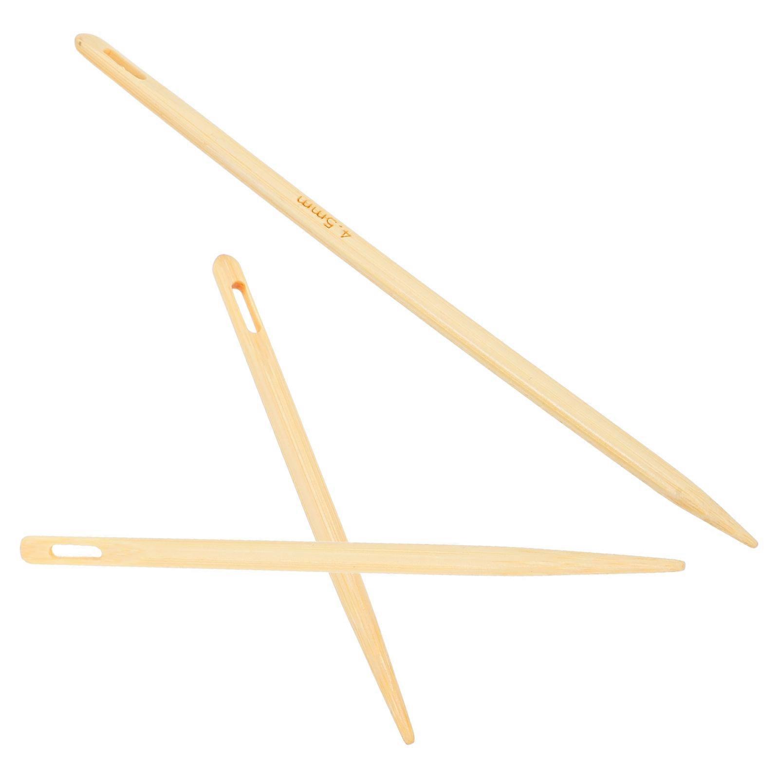 3pcs Crochet Craft Needle Set Large Eye Bamboo Knitting Needles with Rounded Tips for Easy Threading, Yarn Tools for Beginners and Comfort Knitting