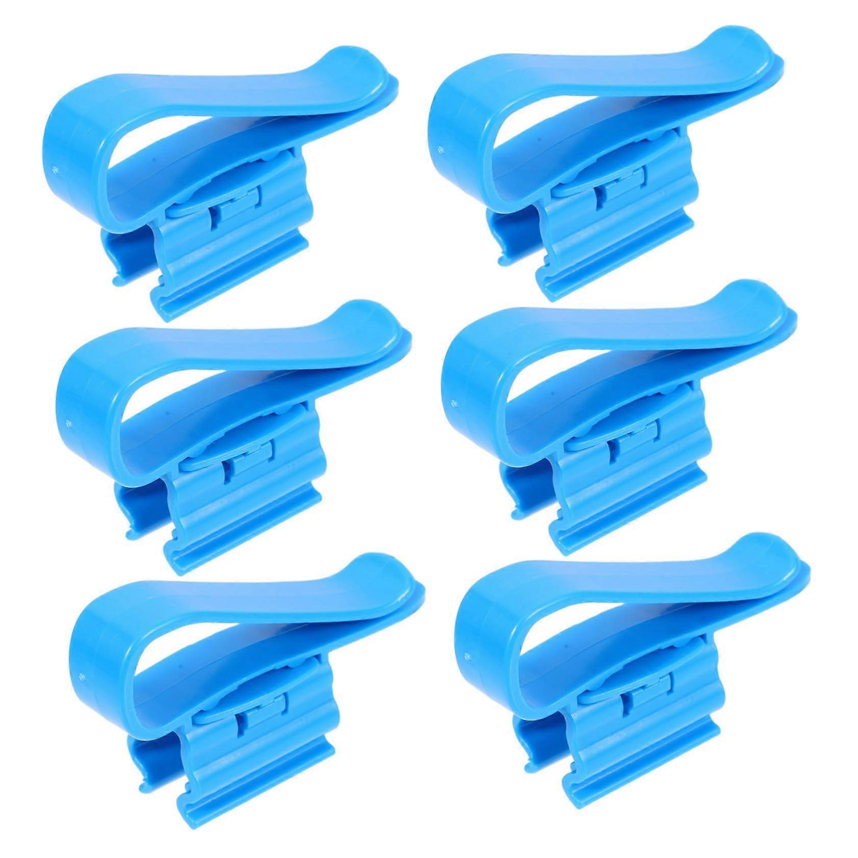 Aquarium Water Pipe Mounting Clips 6-Pack Durable Plastic Hose Clamps For Filters And Dosing Pumps Blue