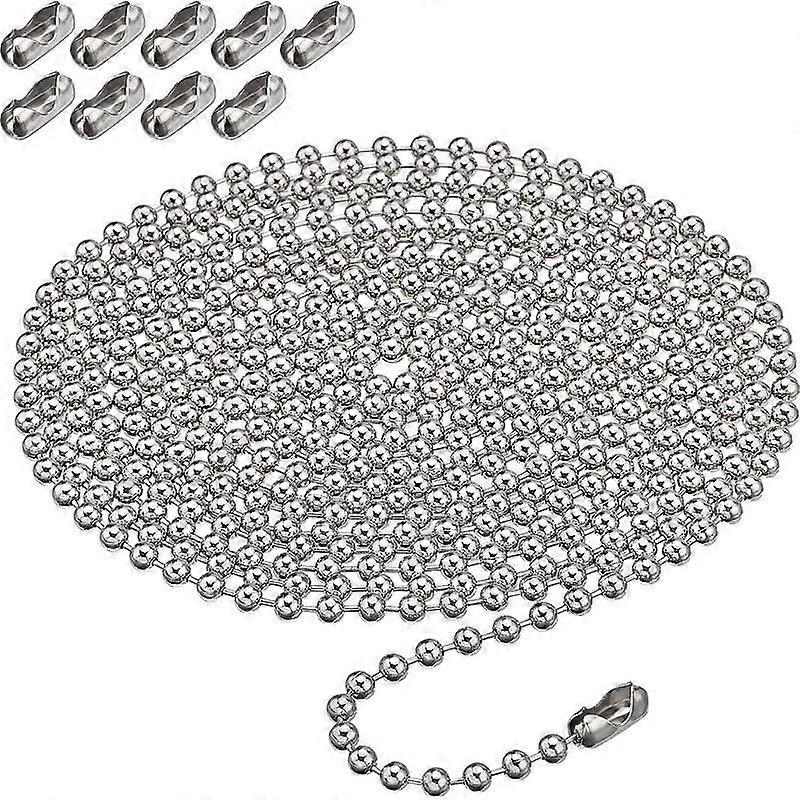 1 Set Stainless Steel Ball Chain Necklace Beaded Chains With Connectors Clasps For Diy Jewelry Making Pendant Tags Keychains And Craft Projects
