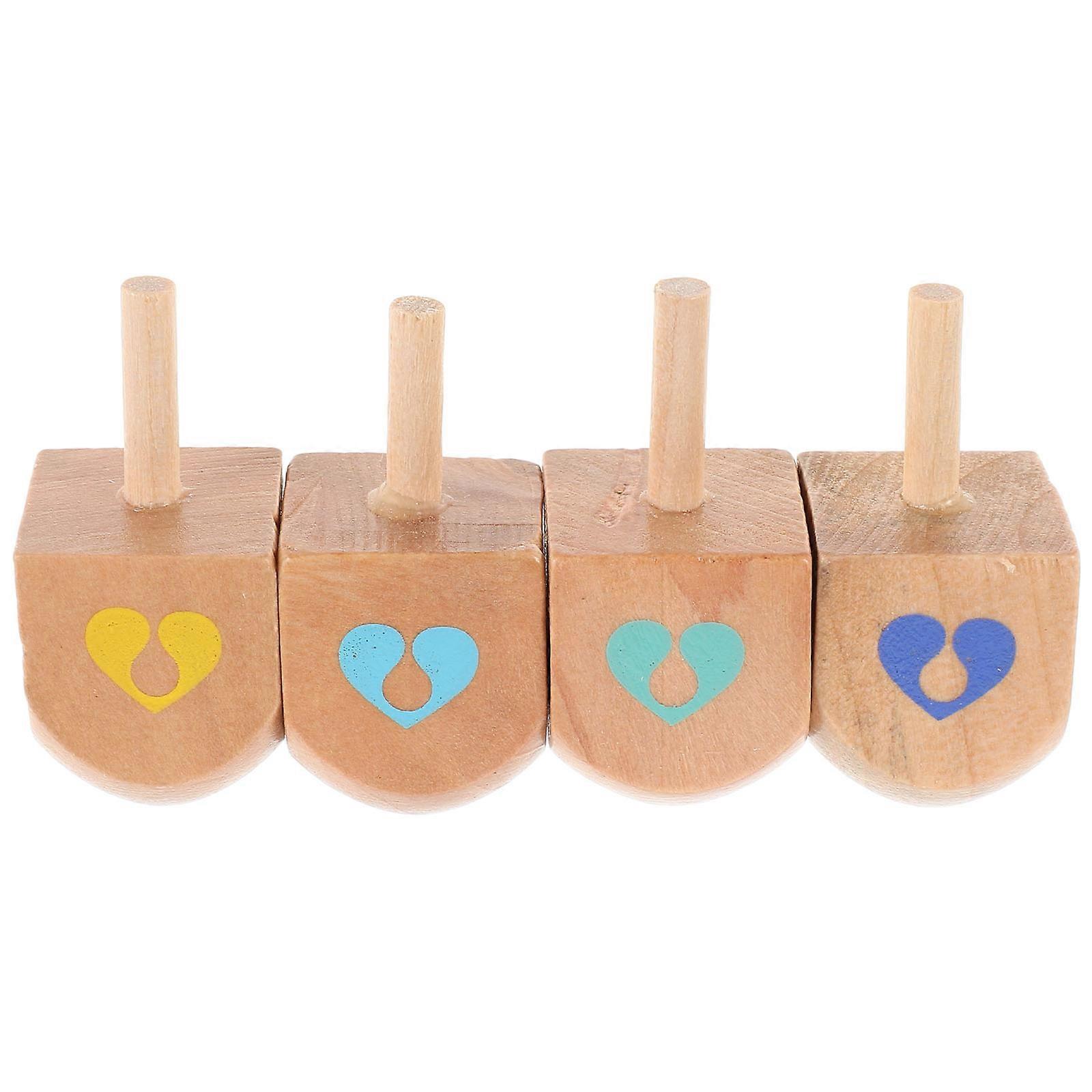 4pcs Unfinished Natural Dreidels for DIY Hanukkah Party – Blank Wooden Spinning Tops for Family Fun Indoor & Outdoor Activities