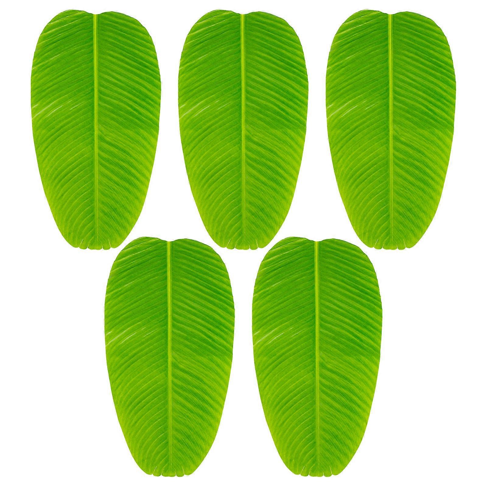 Green Artificial Leaf Coaster for Home Use with Adhesive Tape Material 5 Pcs
