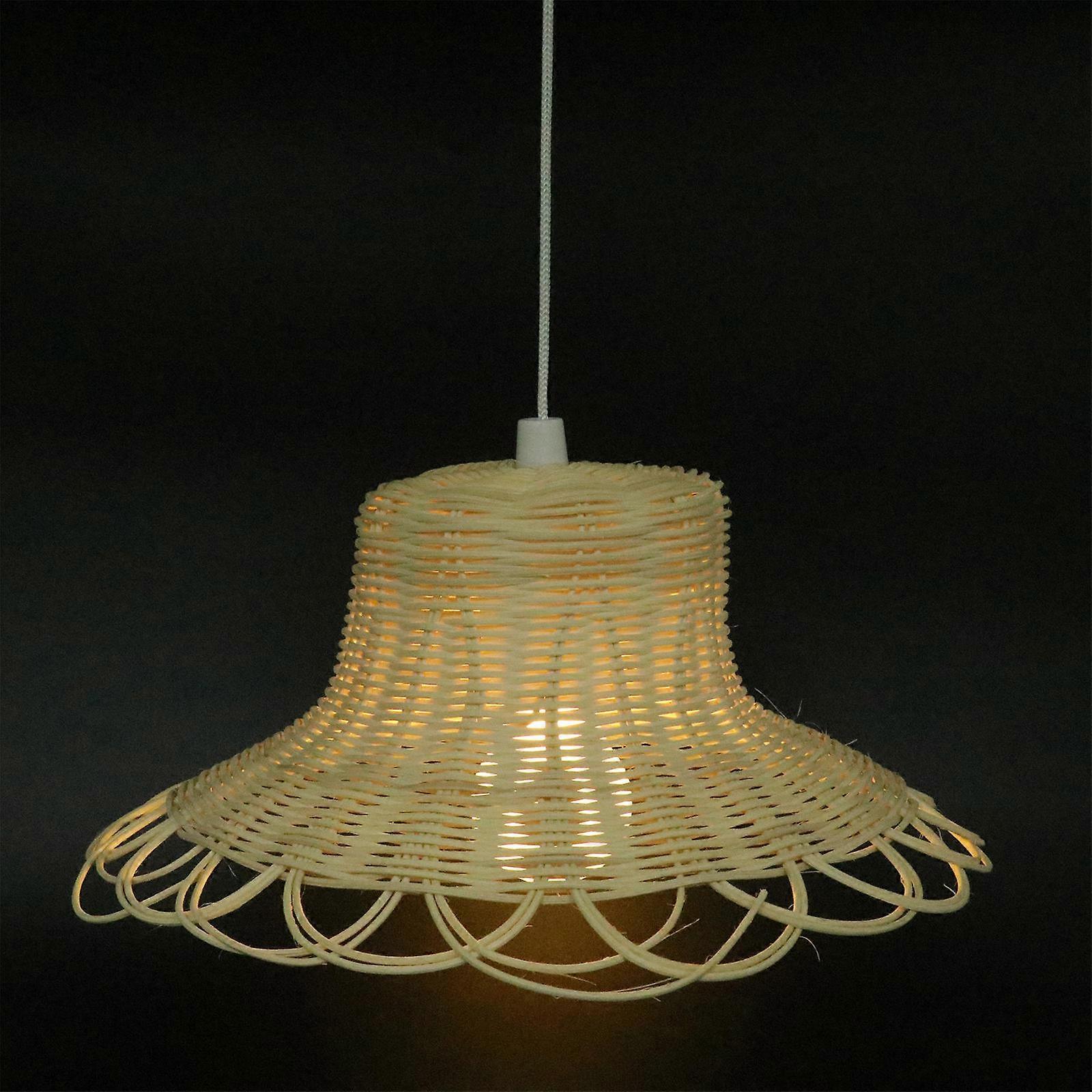 Chic Rattan Woven Lamp Cover for Home Decoration with Soft Light Effect Khaki Plastic 1pc