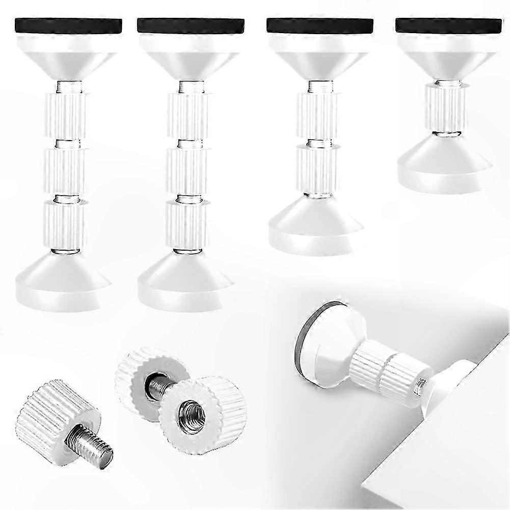 4-Pack Adjustable Anti-Shake Stops for Bed Frames, Cabinets, Sofas - 95-110mm White Threaded Headboard Stabilizers
