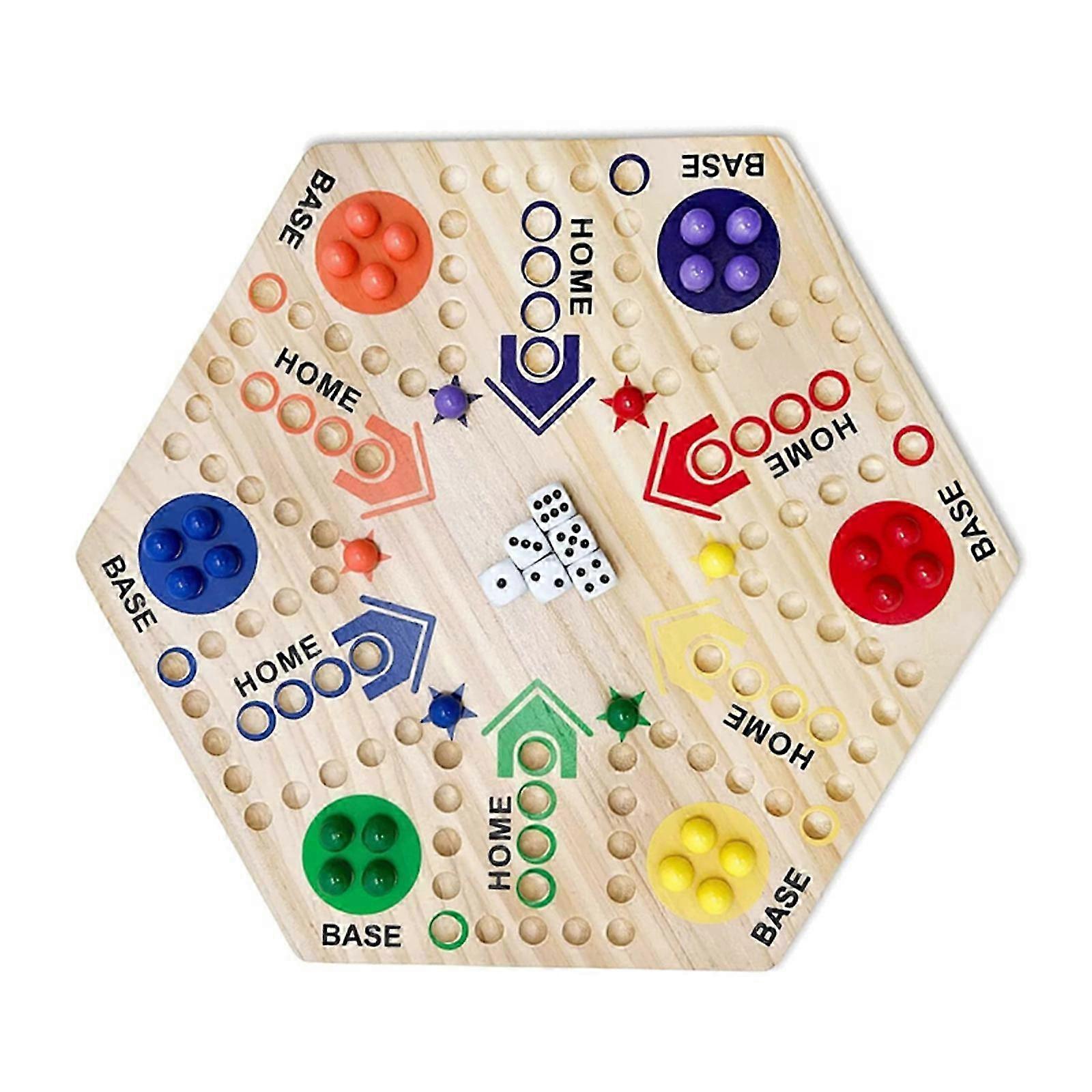 2025 Fast Track Board Game Double Sided Checkerboard Party Games Flying Chess For 4-6 People Multicolor Wooden Ludo