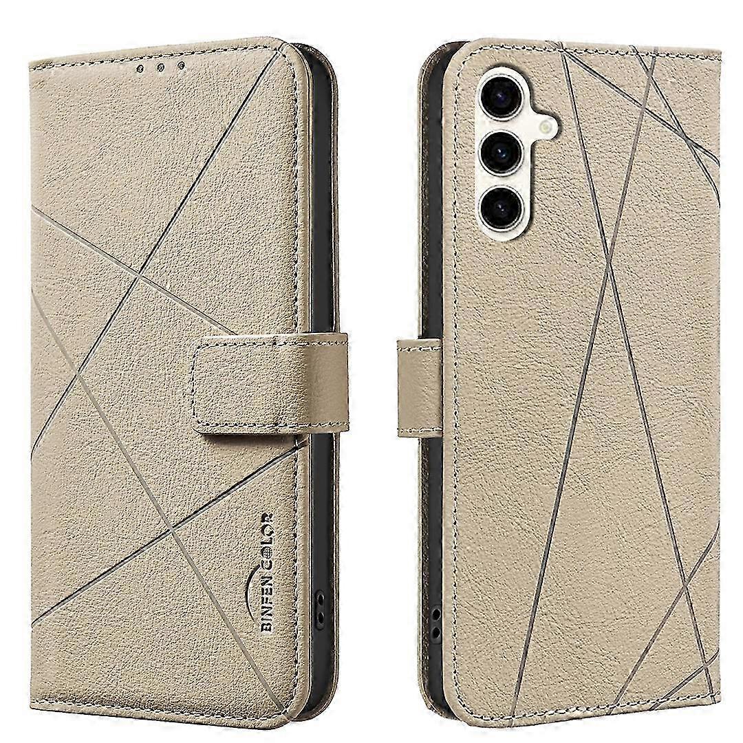 Leather Phone Case with RFID Wallet for Galaxy S24 S25 - Geometric Design Protective Cover BF35