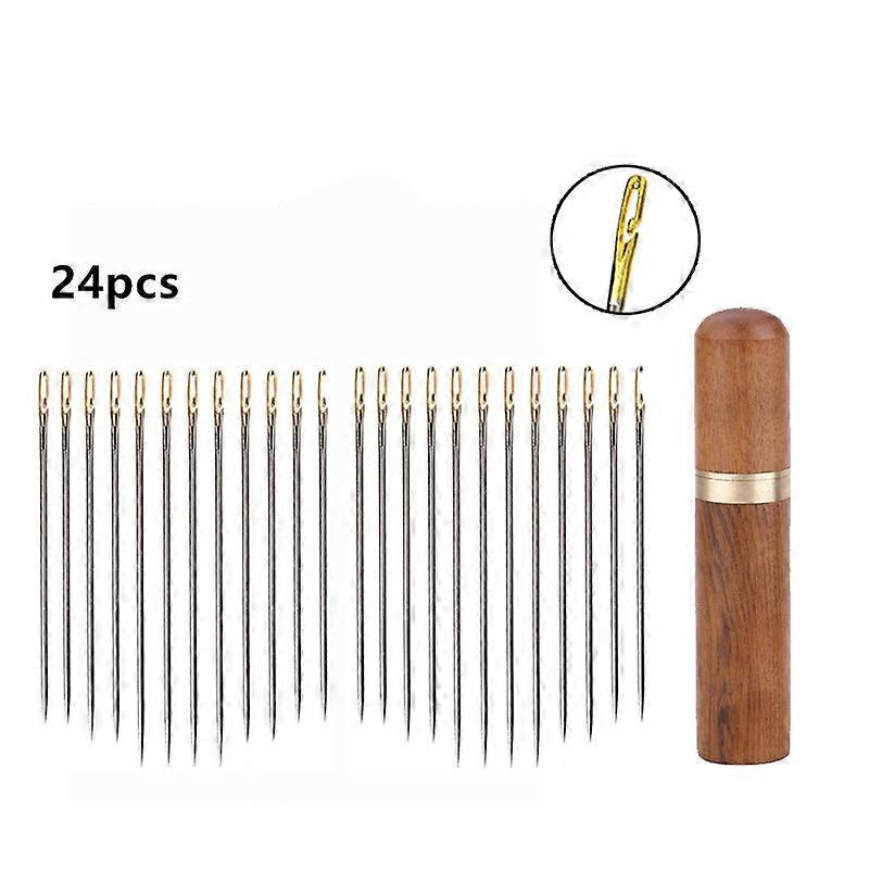 24Pcs Blind Needle Elderly Needle Side Hole Handmade Household Sewing Stainless Steel Unnecessary Threading Clothes Sewing 4.9
