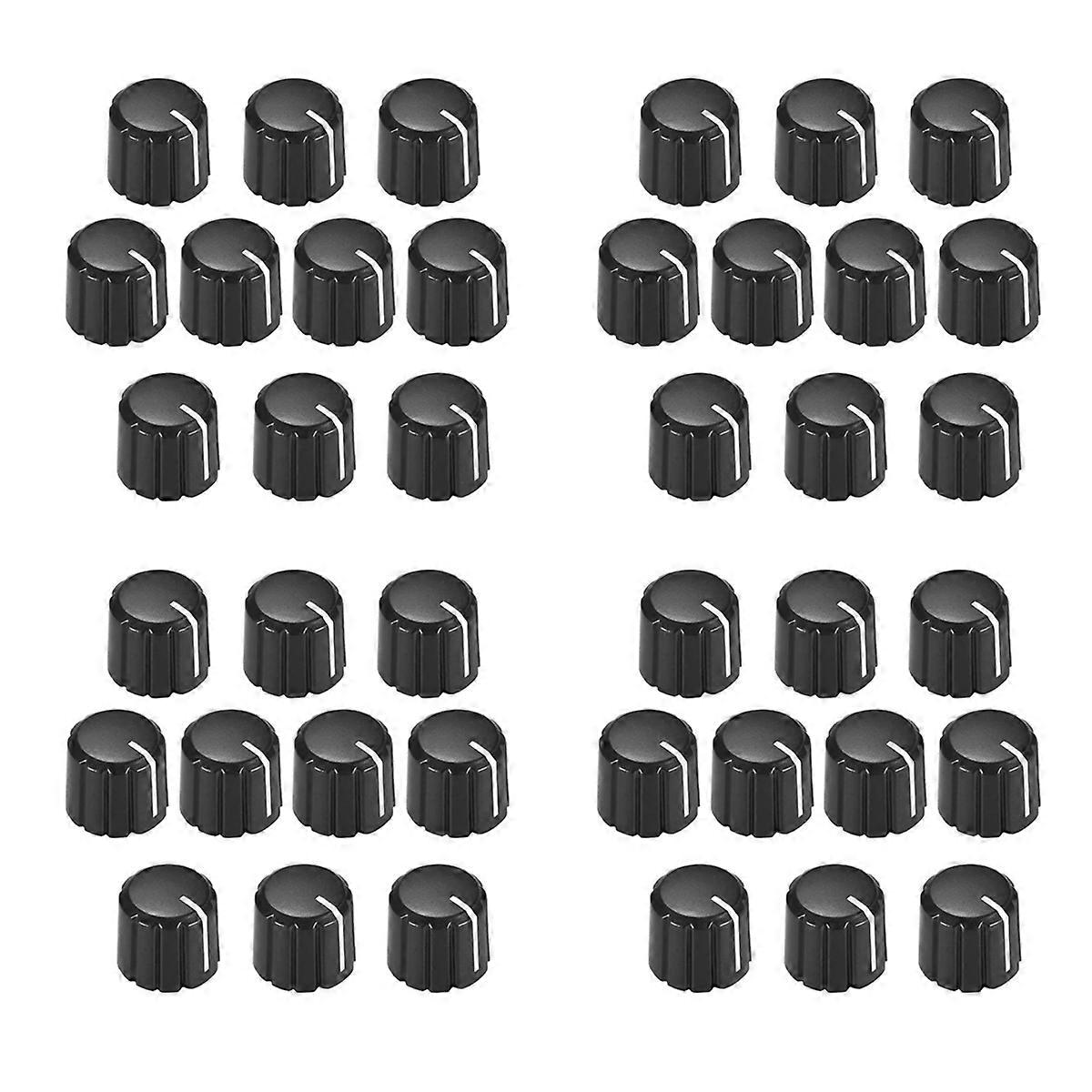 40Pcs Potentiometer Control Knobs for Electric Guitar Volume Tone Knobs Black D Type 6mm