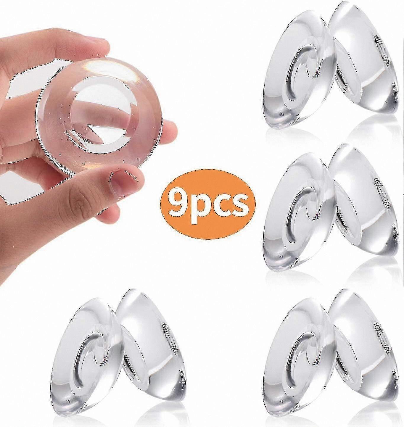9-Pack Clear Rubber Door Knobs with Round Wall Protectors