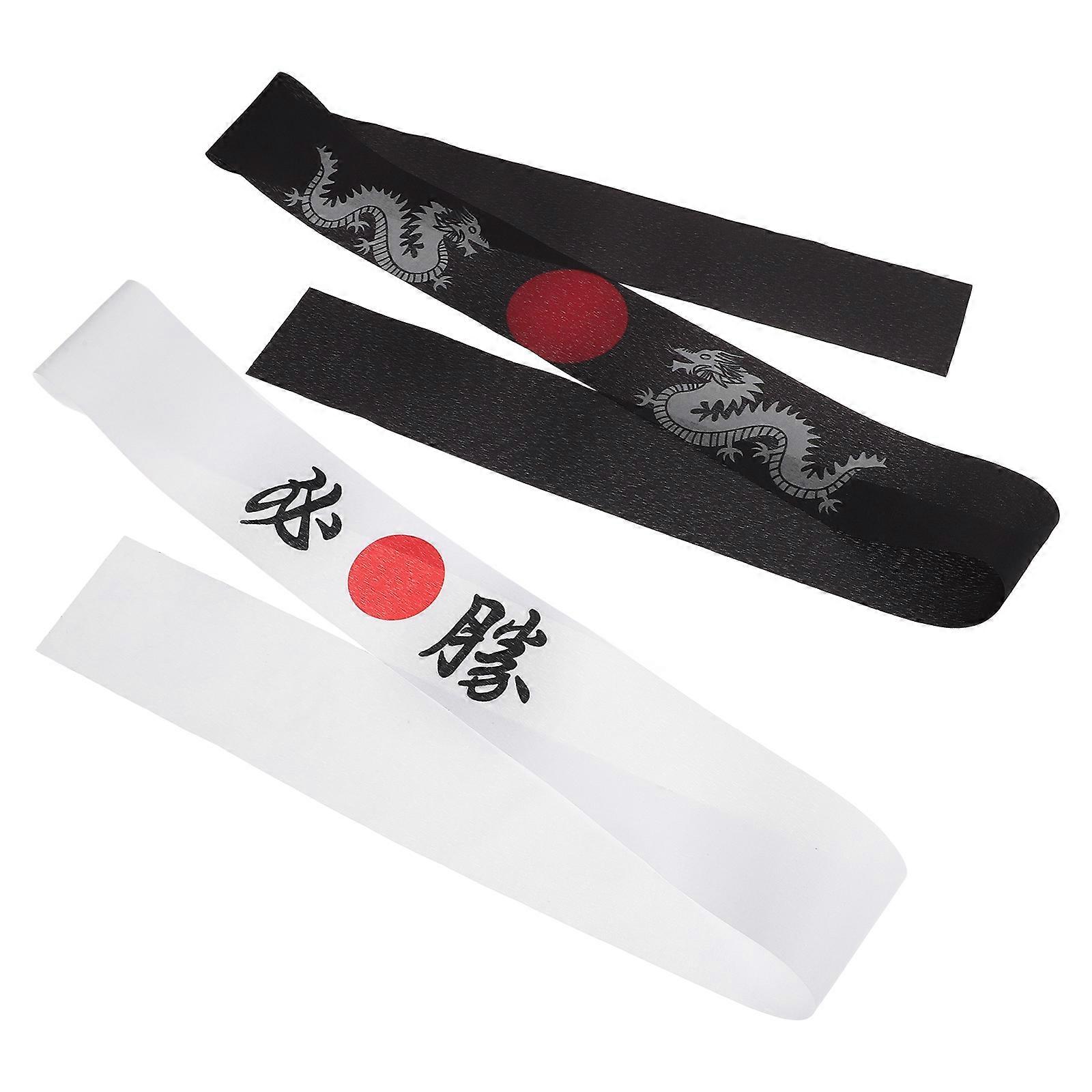 2pcs Traditional Japanese Ninja Headband with Print – Comfortable & Sturdy Chef Bandana for Sushi Chefs, Karate, and Costumes